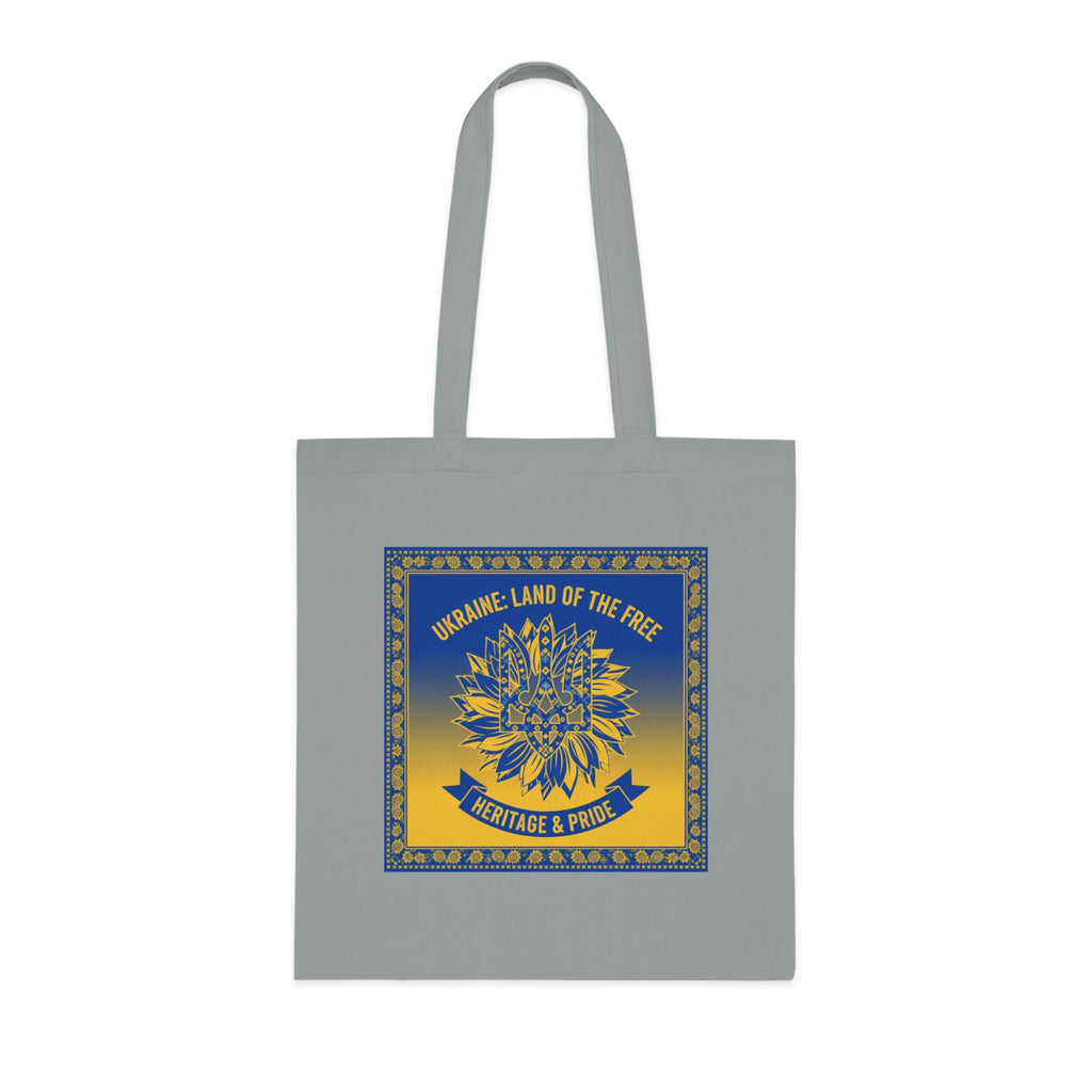 Ukraine Heritage & Pride Cotton Tote — Land of the Free Sunflower Design