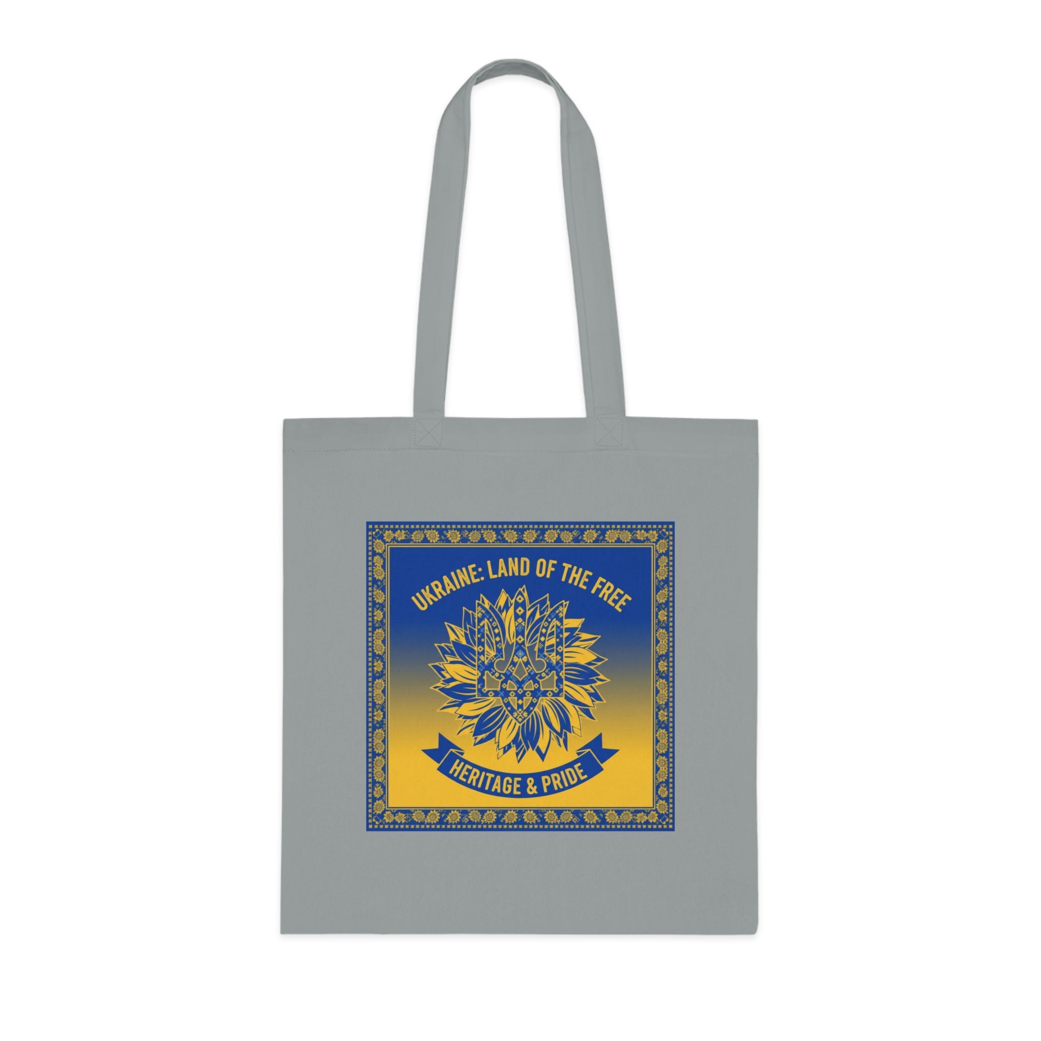 Ukraine Heritage & Pride Cotton Tote — Land of the Free Sunflower Design