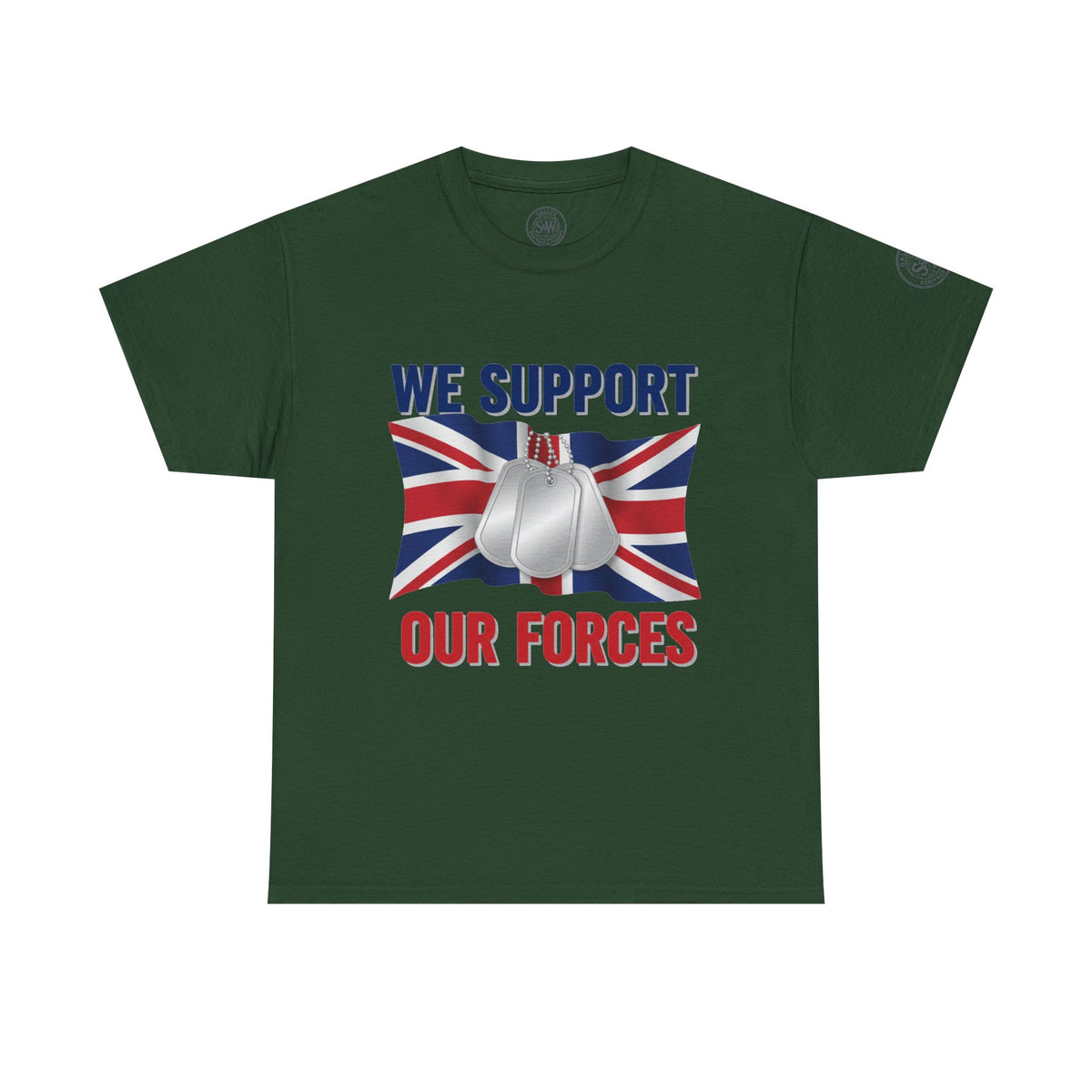 Support Our Forces T-Shirt — Union Jack & Dog Tags Military Tee — product image 8