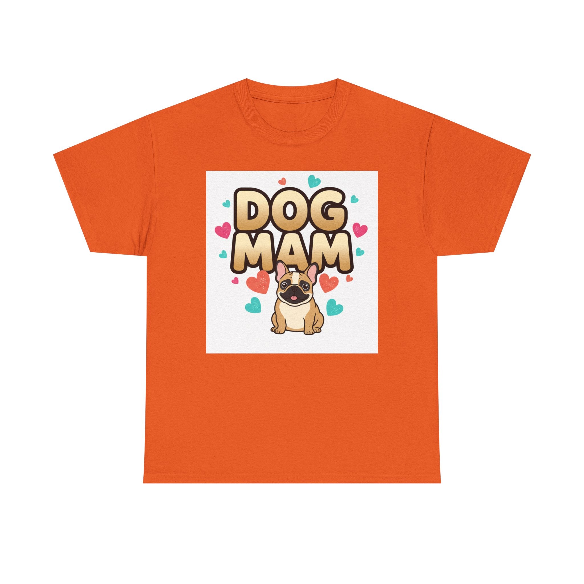 Dog Mom T-Shirt — Cute Pug Design with Hearts, Perfect Gift for Dog Lovers