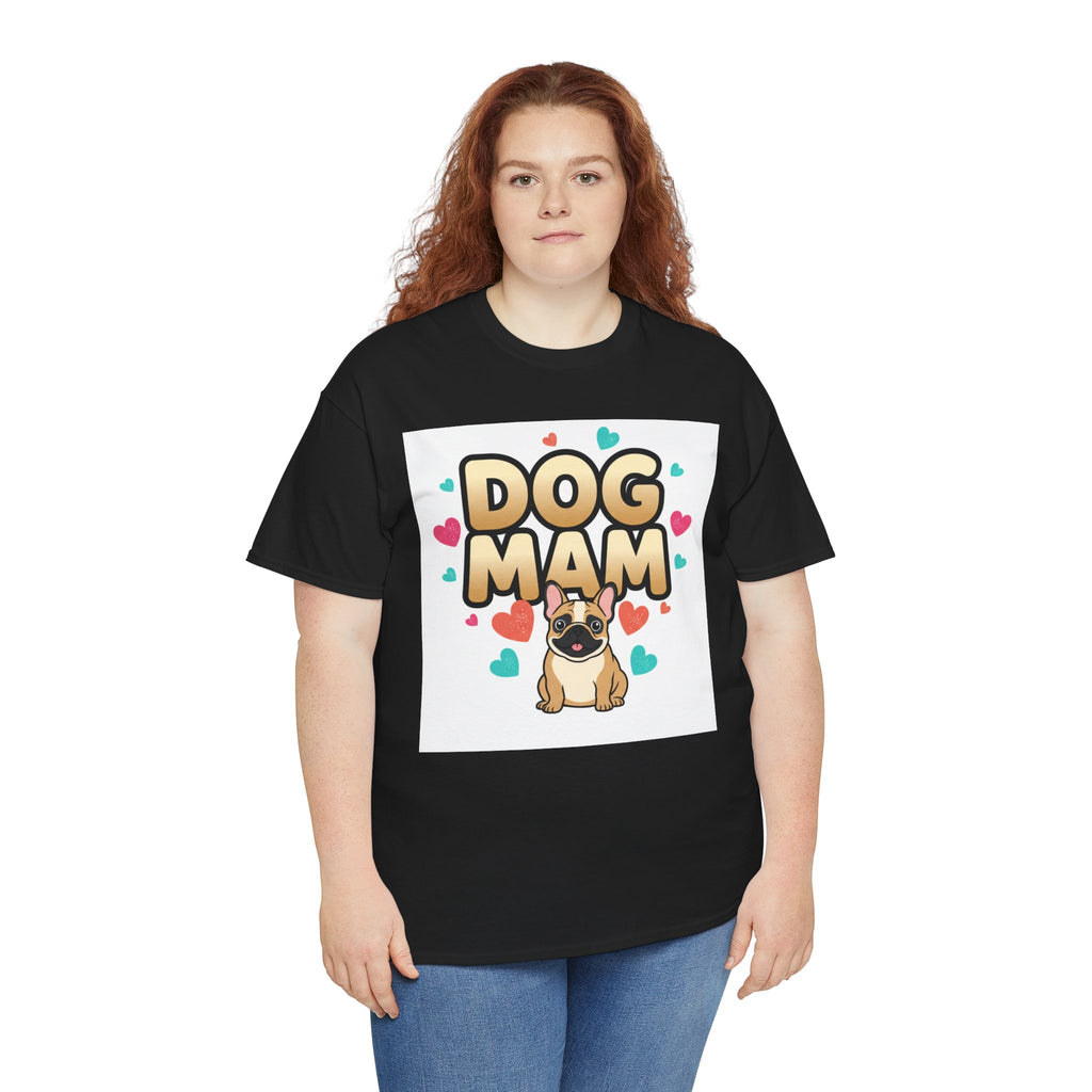 Dog Mom T-Shirt — Cute Pug Design with Hearts, Perfect Gift for Dog Lovers