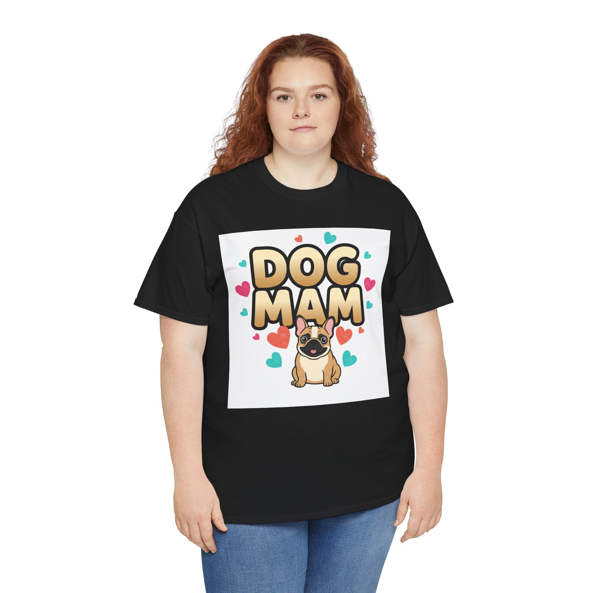 Dog Mom T-Shirt — Cute Pug Design with Hearts, Perfect Gift for Dog Lovers