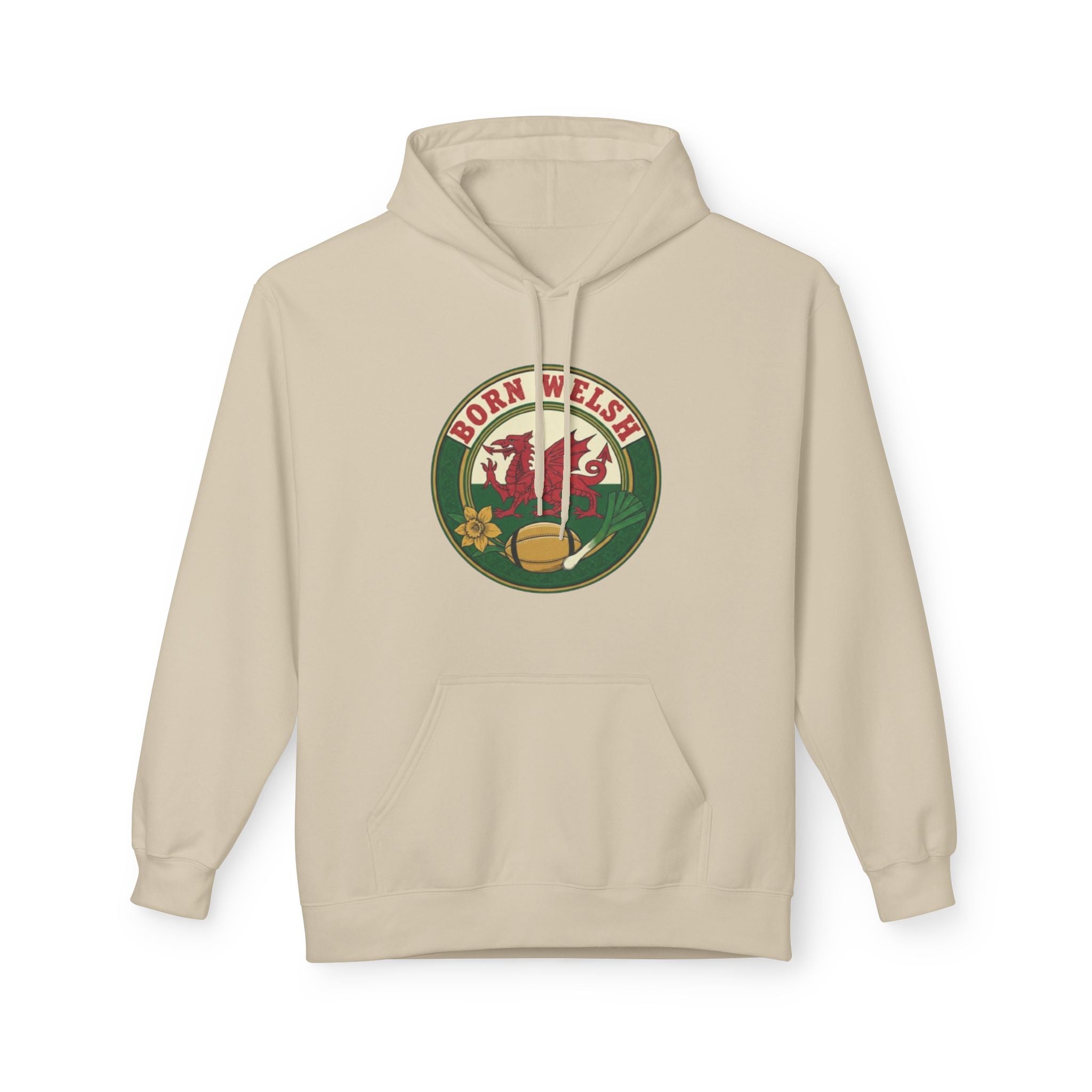 Born Welsh Hoodie — Vintage Welsh Dragon Rugby Crest Pullover