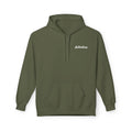Gallus Mountain Hoodie — Olive Graphic Fleece Pullover with Backscape Print