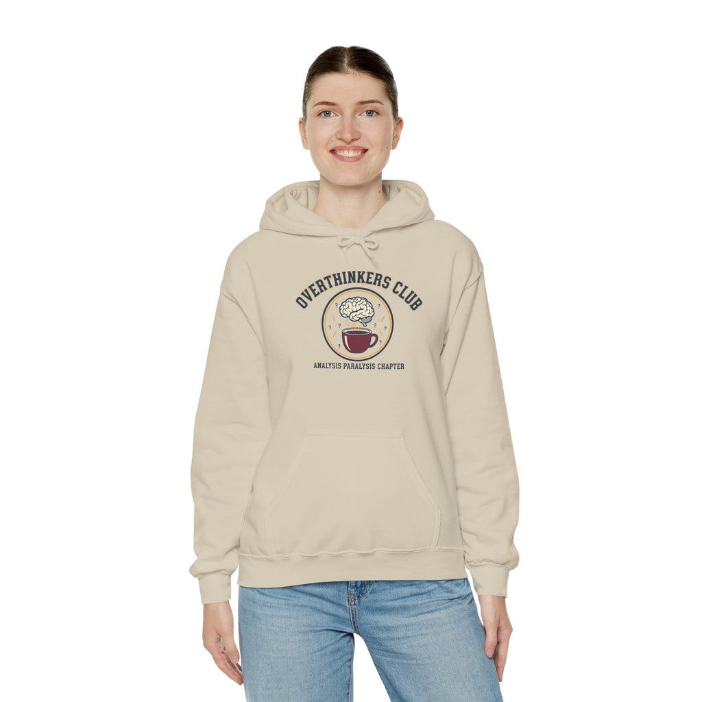 Overthinkers Club Hoodie | varsity style, irony club merch