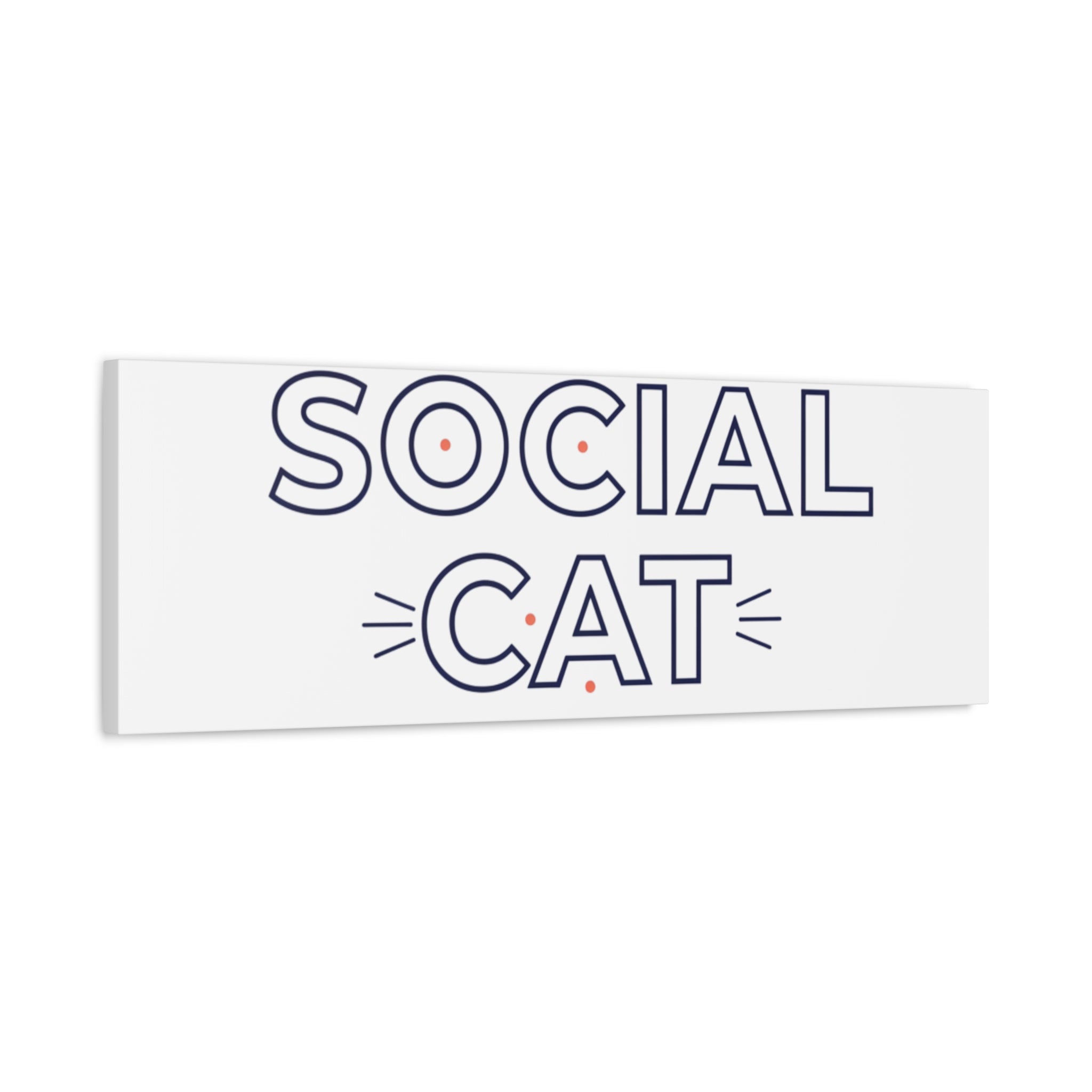 Anti Social Cat Club Canvas | Outline-Only Typography, Hollow Letter Art