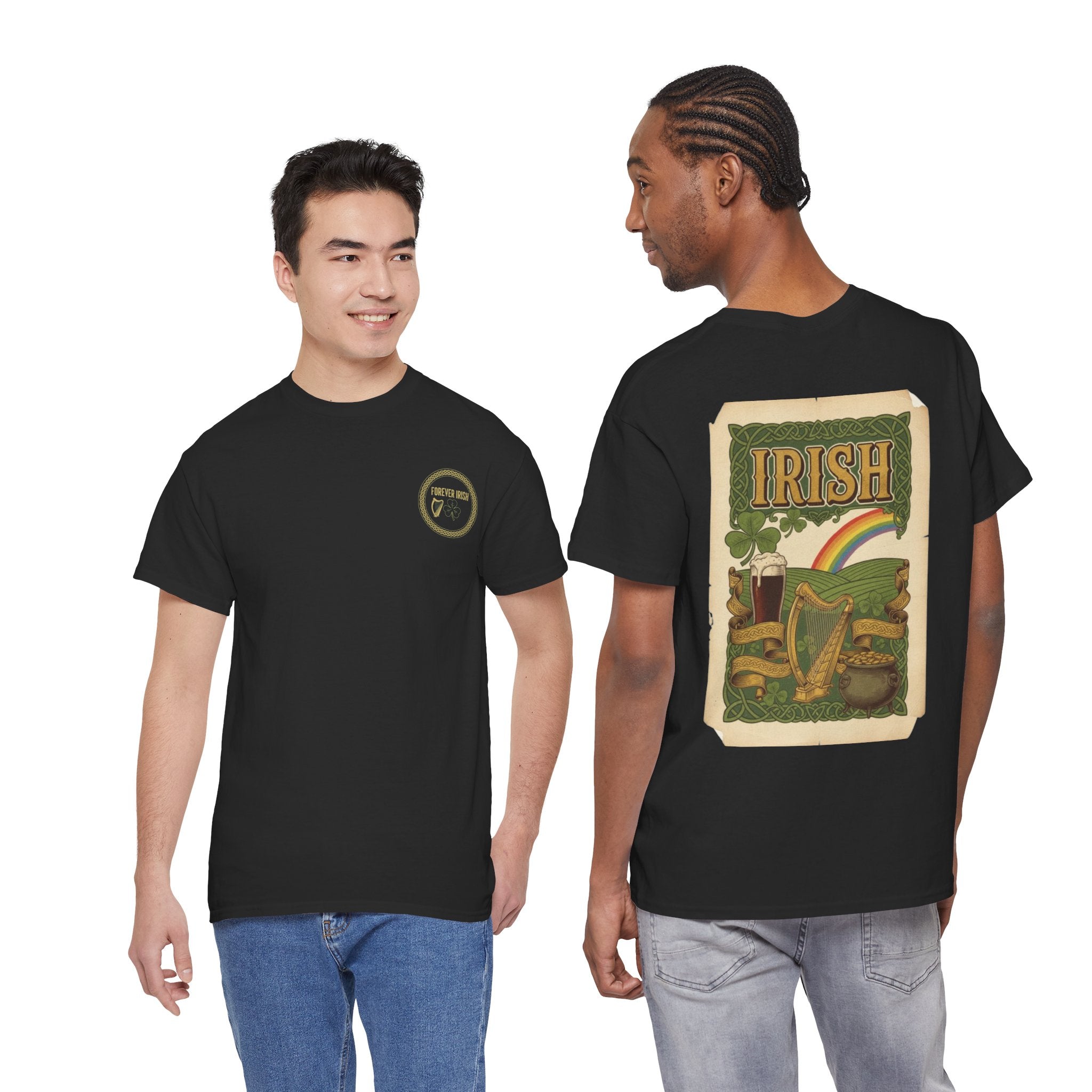 Irish Vintage Poster Tee — St. Patrick's Day Shamrock & Rainbow Graphic Shirt