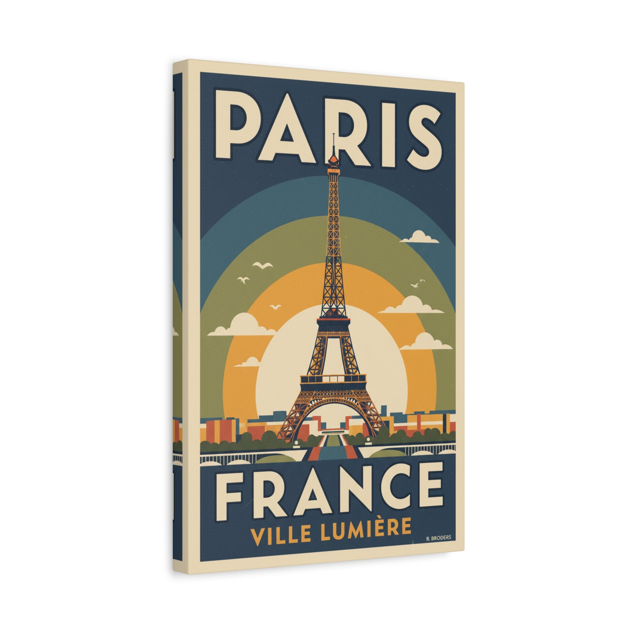 Paris France Eiffel Tower Vintage Poster Canvas