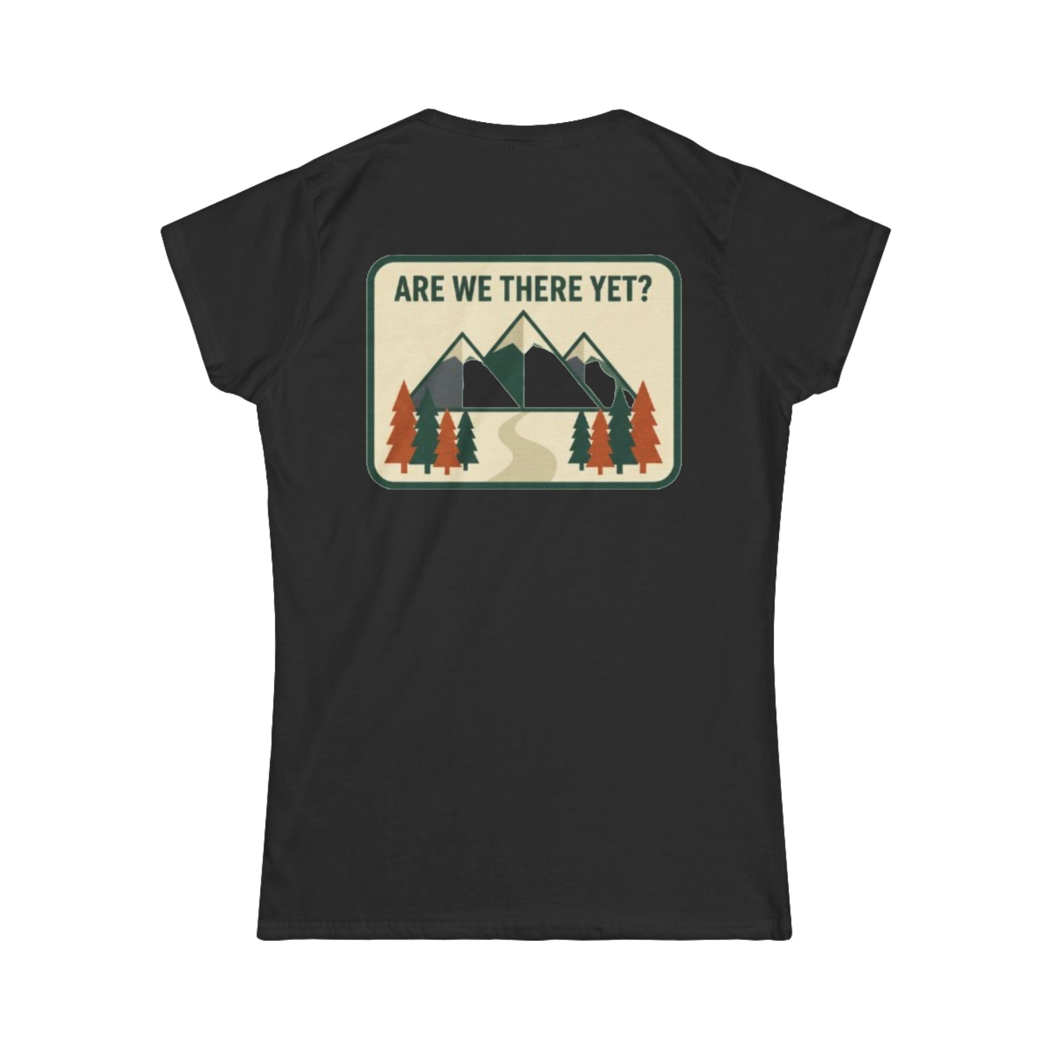 Are We There Yet? Women's Tee — Retro Mountain Adventure Graphic