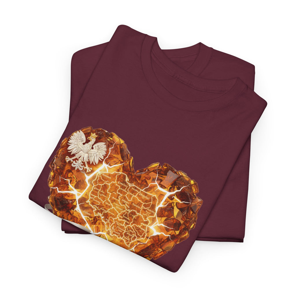 Polish Pride Heart Flame Tee | Polska Heritage T-Shirt