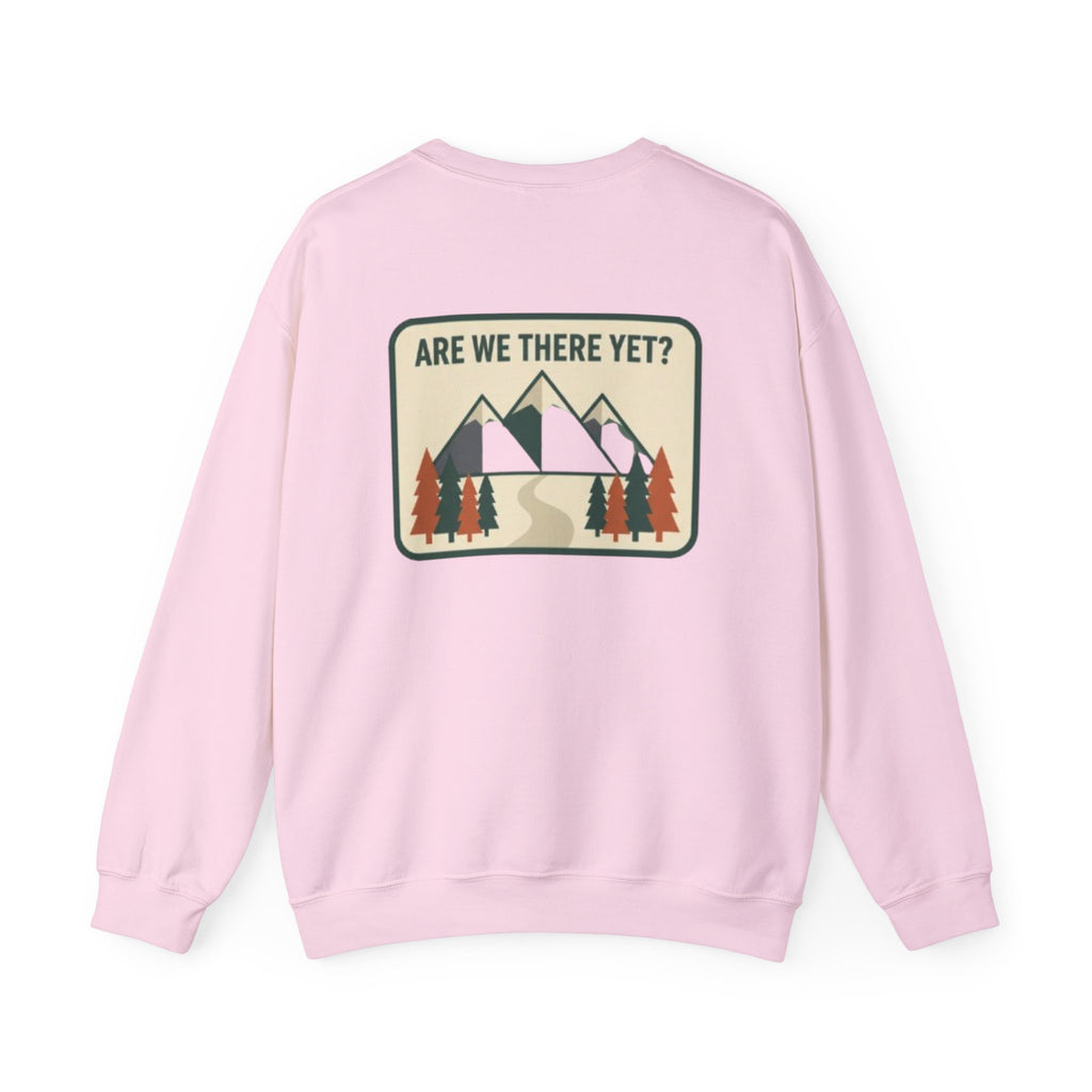 Are We There Yet? Crewneck Sweatshirt — Vintage Mountain Road Trip Design