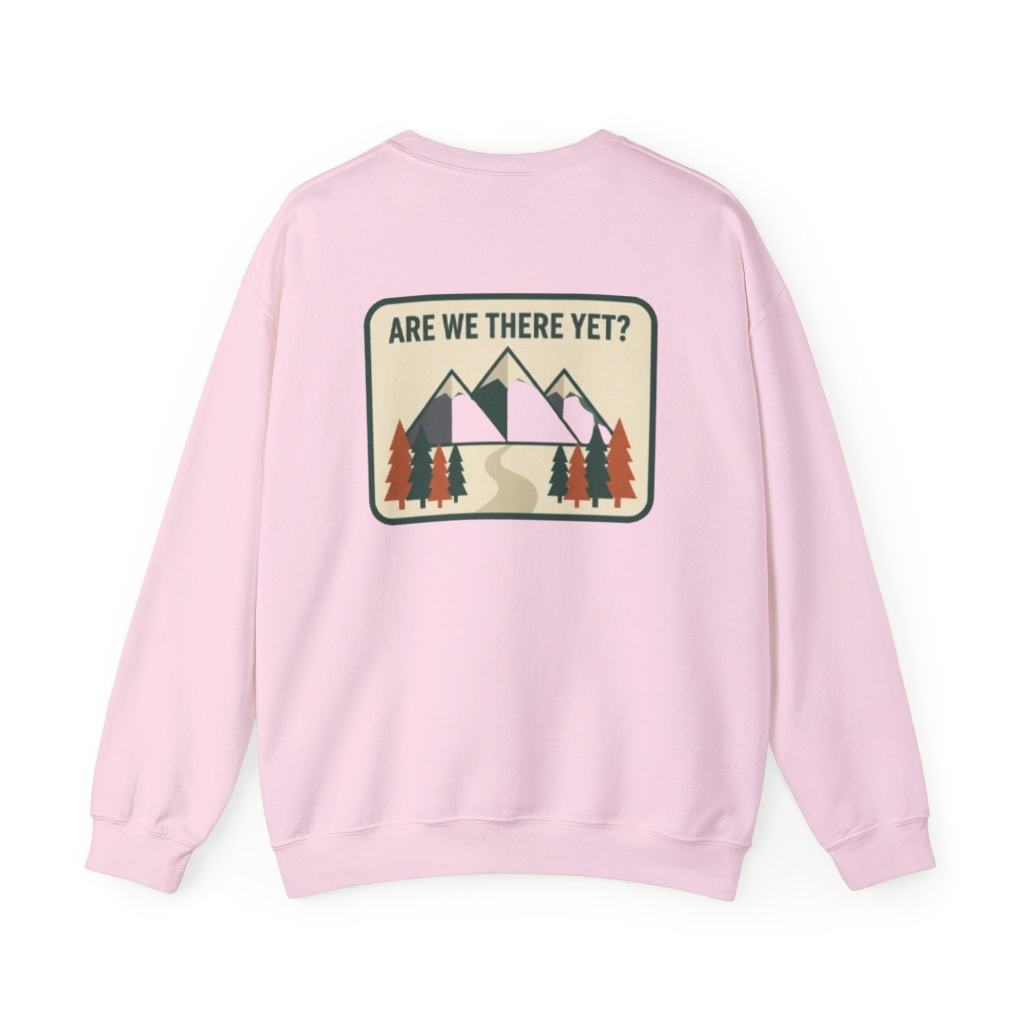 Are We There Yet? Crewneck Sweatshirt — Vintage Mountain Road Trip Design