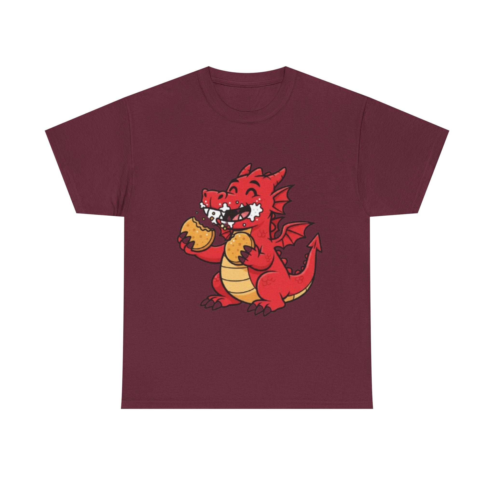 Red Dragon Eating Tacos T-Shirt — Cute Cartoon Taco Lover Tee