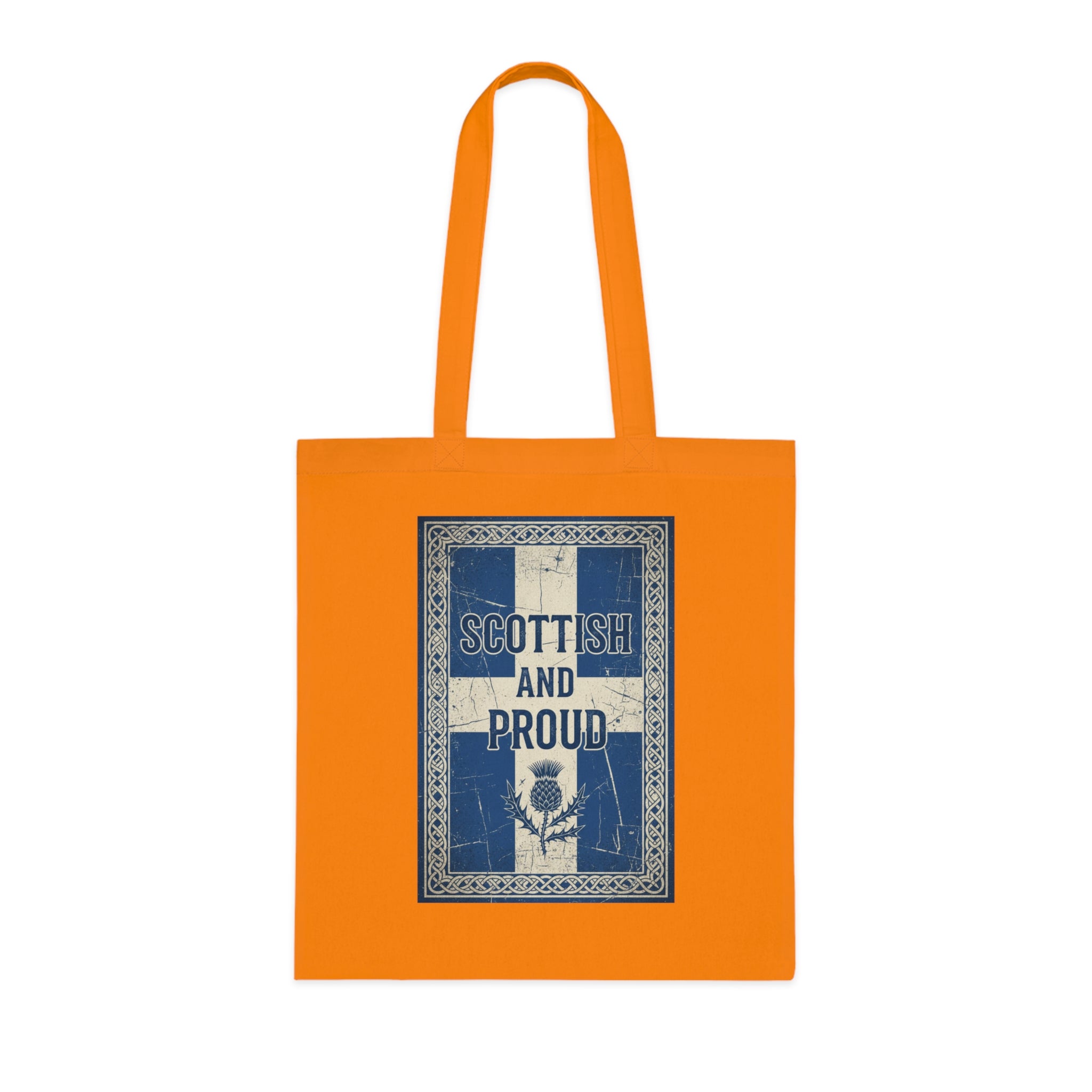 Scottish and Proud Tote Bag — Vintage Flag Thistle Cotton Tote