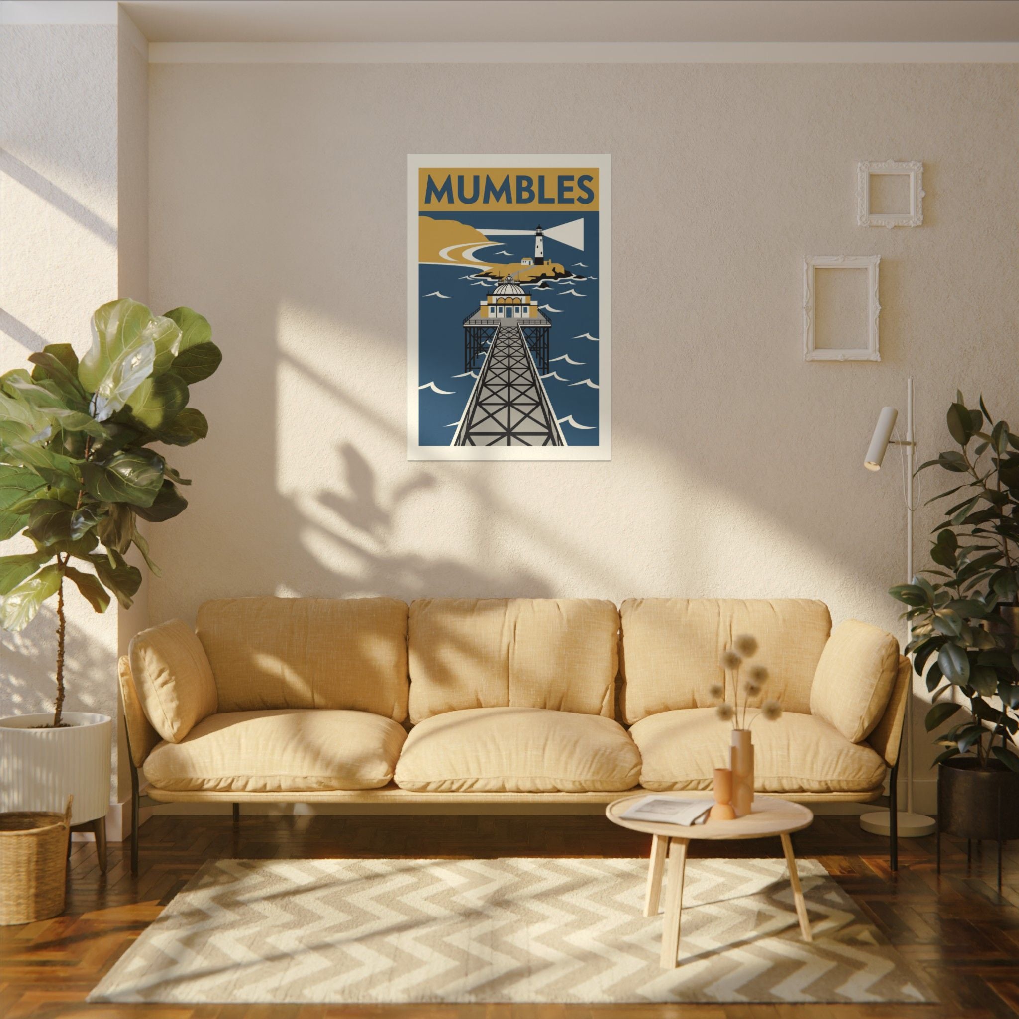Mumbles Pier Lighthouse Vintage Travel Canvas