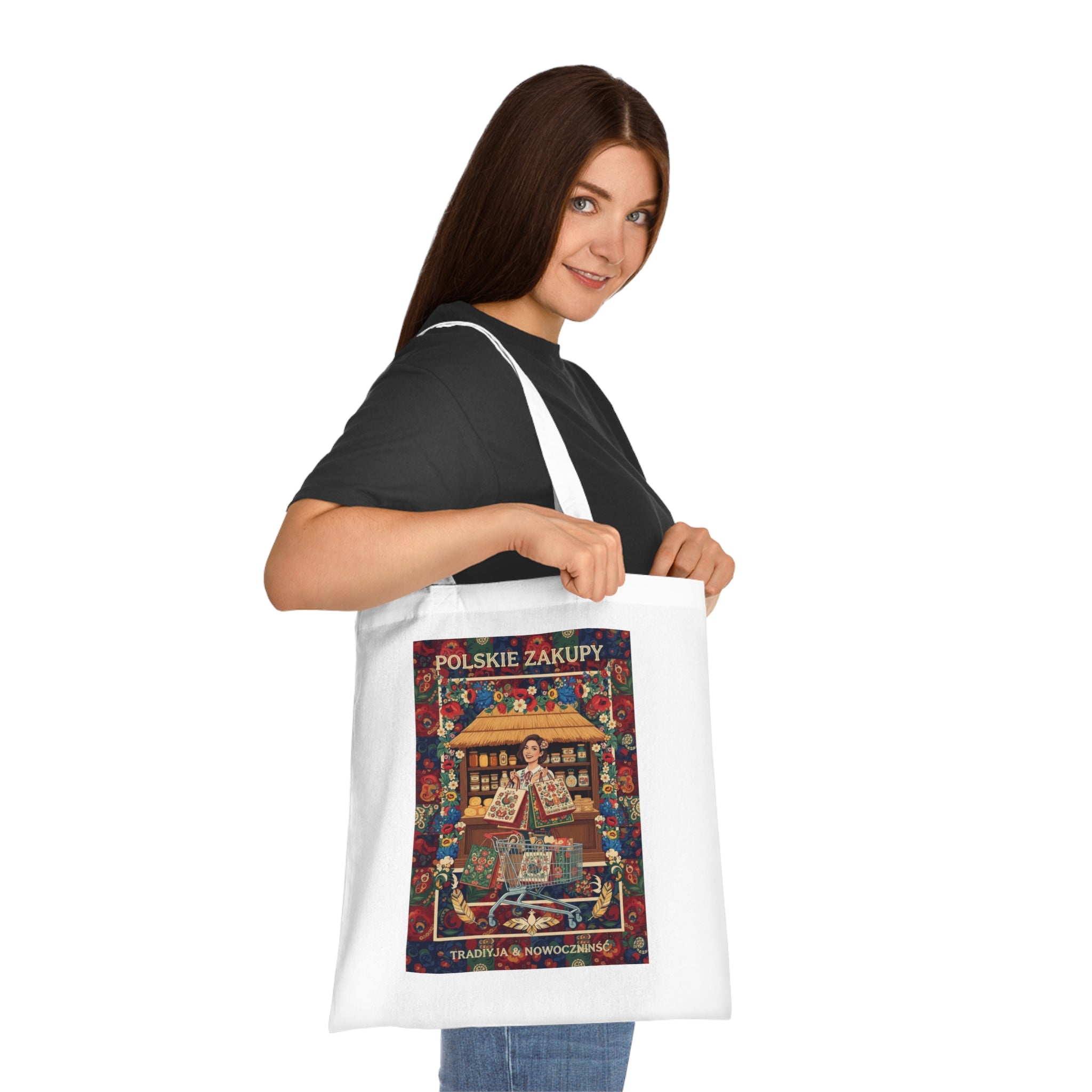 Polskie Zakupy Vintage Market Tote — Polish Folk Art Cotton Bag