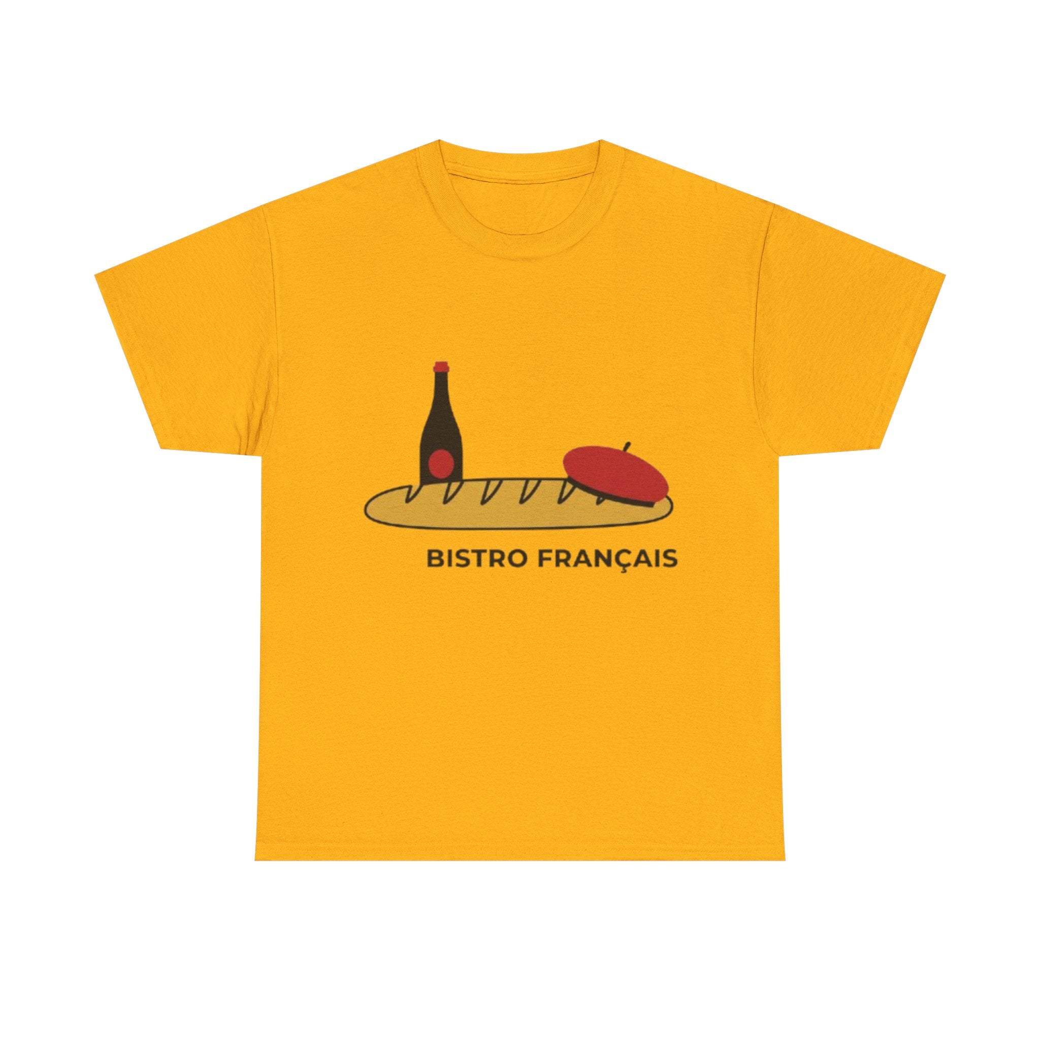 French Bistro Tee — 'Bistro Français' Bread, Wine & Beret Graphic Shirt