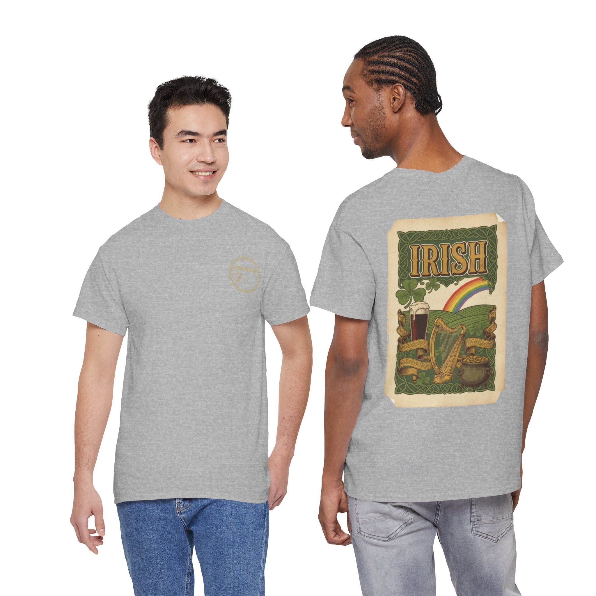 Irish Vintage Poster Tee — St. Patrick's Day Shamrock & Rainbow Graphic Shirt
