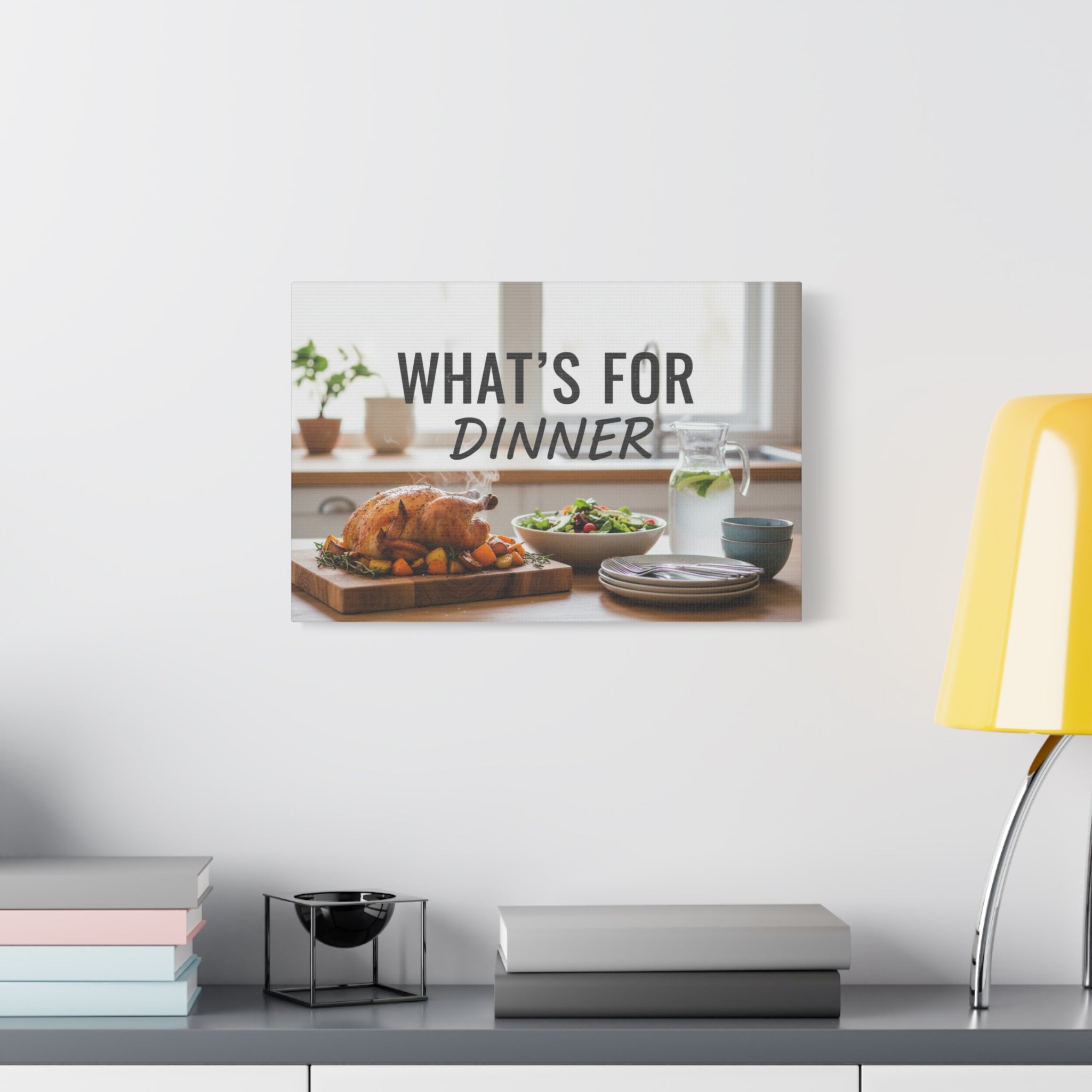 Canvas Wall Art — "What's For Dinner" Kitchen Sign, Rustic Dining Room Decor