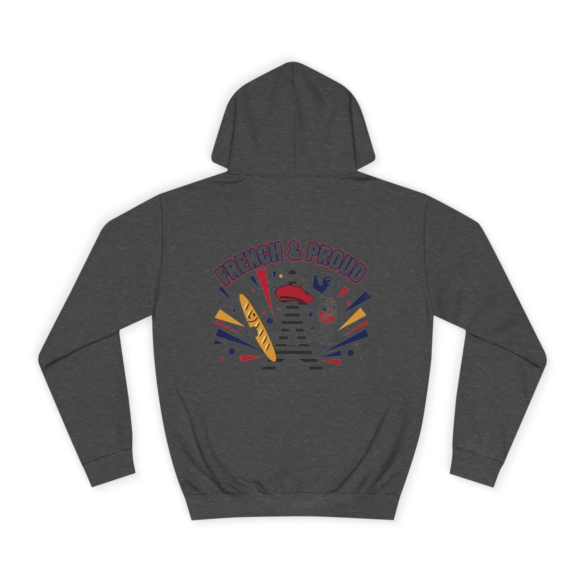 French & Proud College Hoodie — Baguette, Eiffel Tower Graphic Hoodie