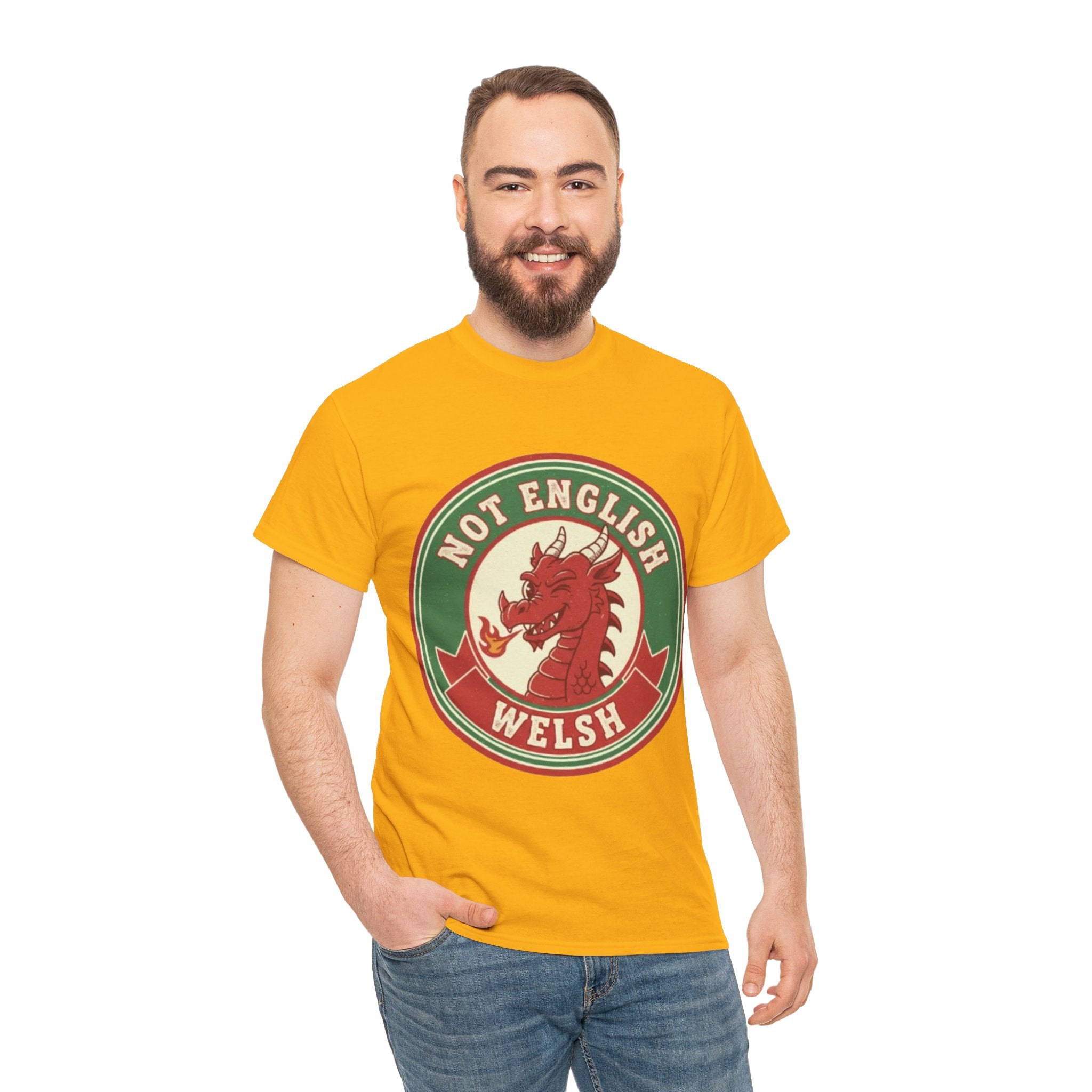 Not English Welsh T‑Shirt — Funny Wales Dragon Tee for Welsh Pride