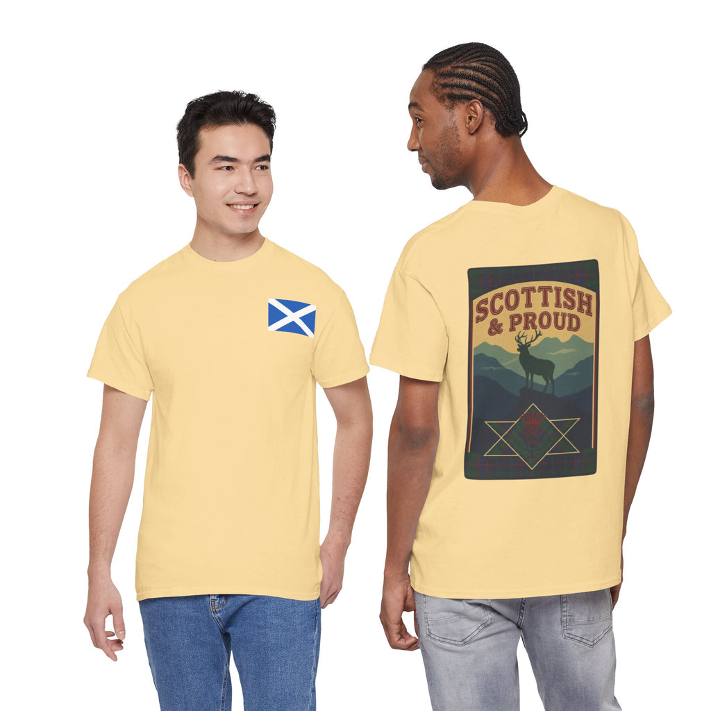 Scottish & Proud T‑Shirt — Retro Stag Scotland Flag Tee