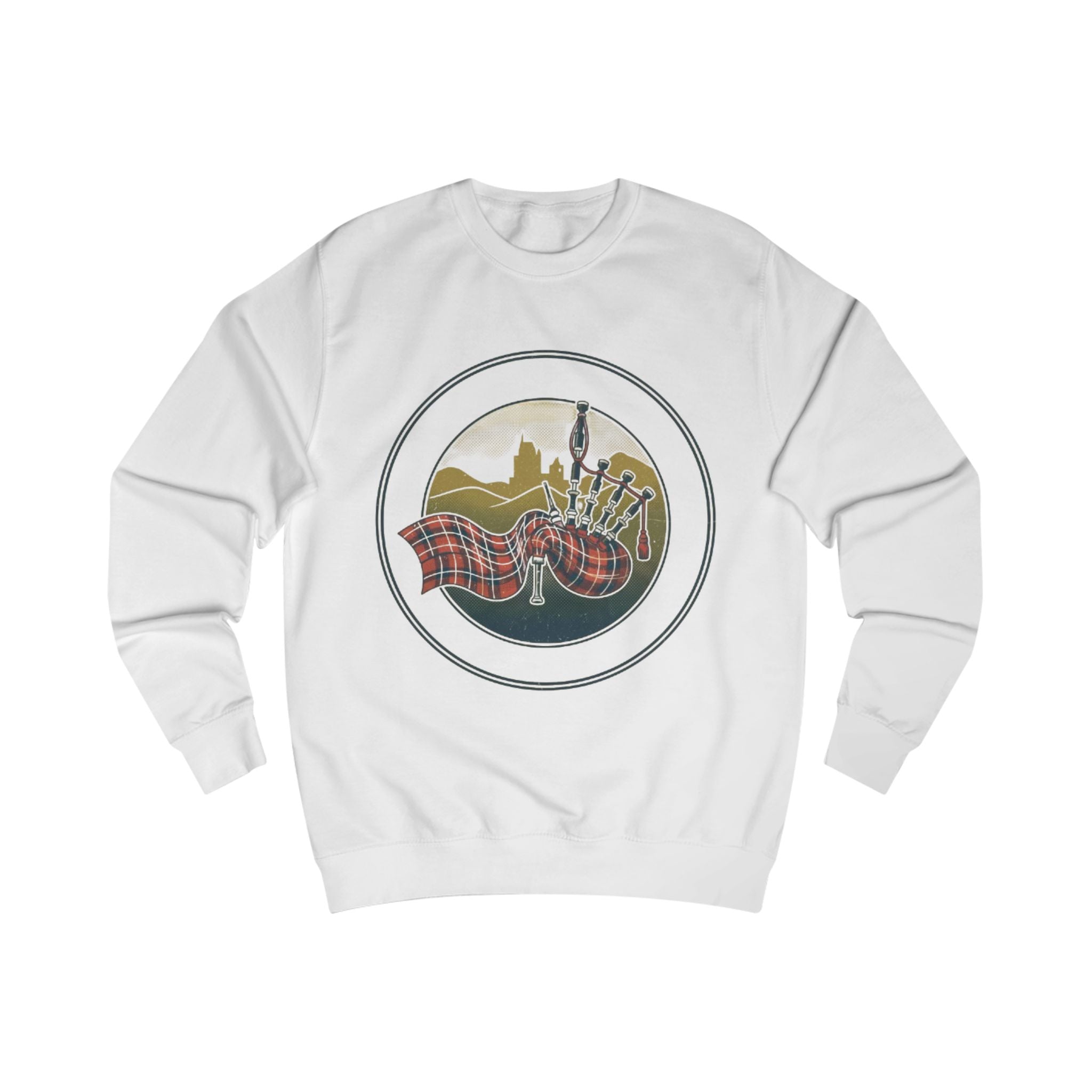 Scottish Bagpipes Sweatshirt — Vintage Tartan Highland Music Crewneck