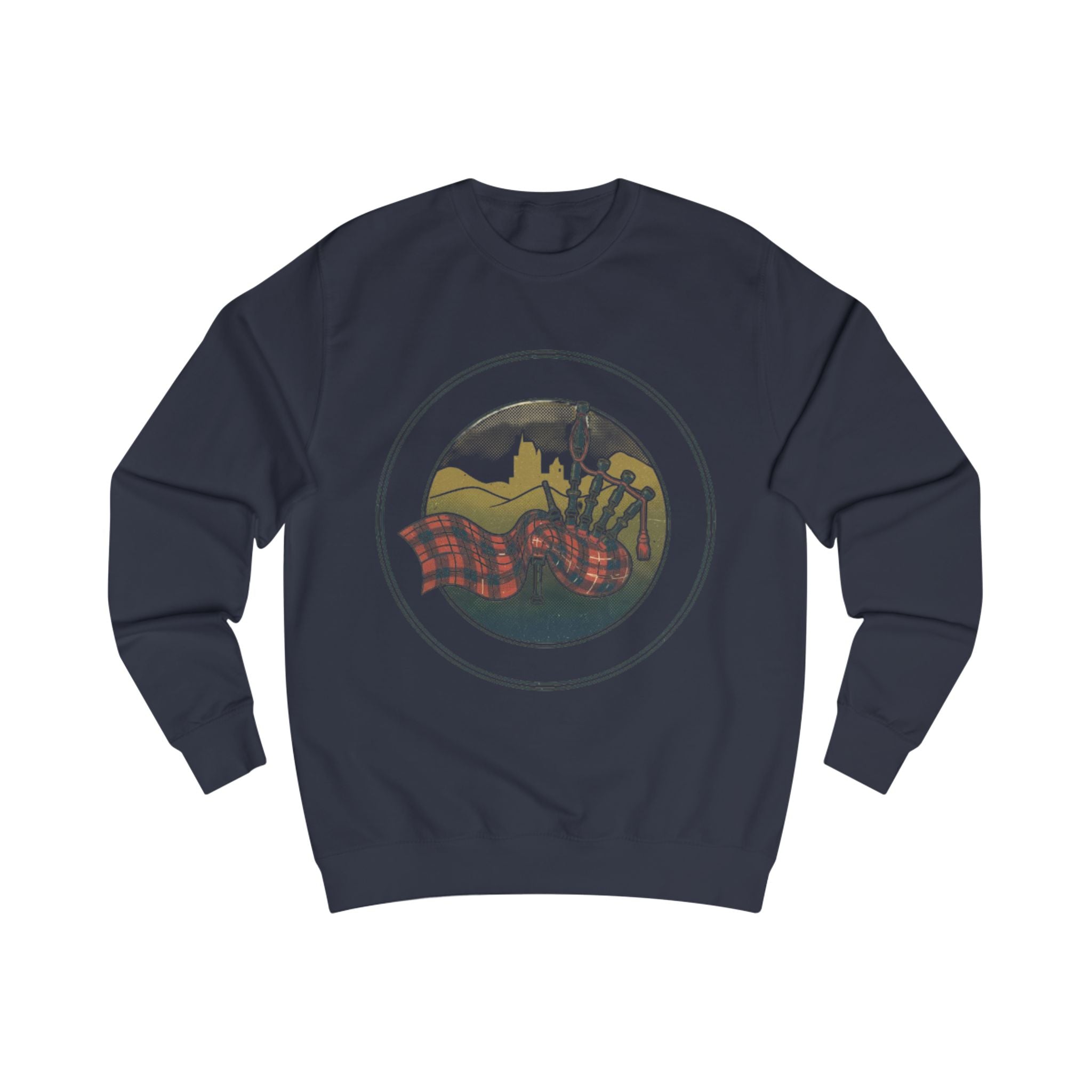 Scottish Bagpipes Sweatshirt — Vintage Tartan Highland Music Crewneck