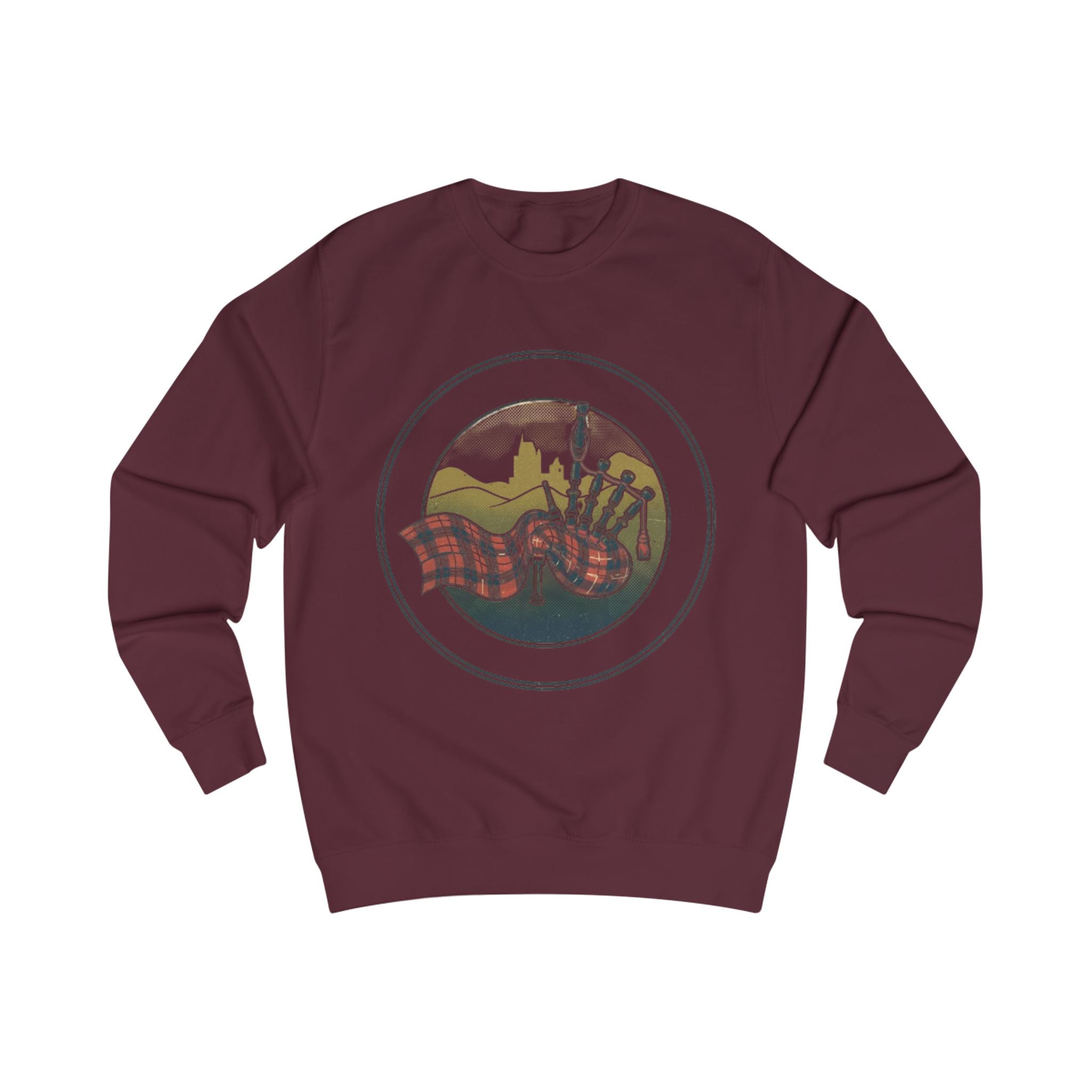 Scottish Bagpipes Sweatshirt — Vintage Tartan Highland Music Crewneck
