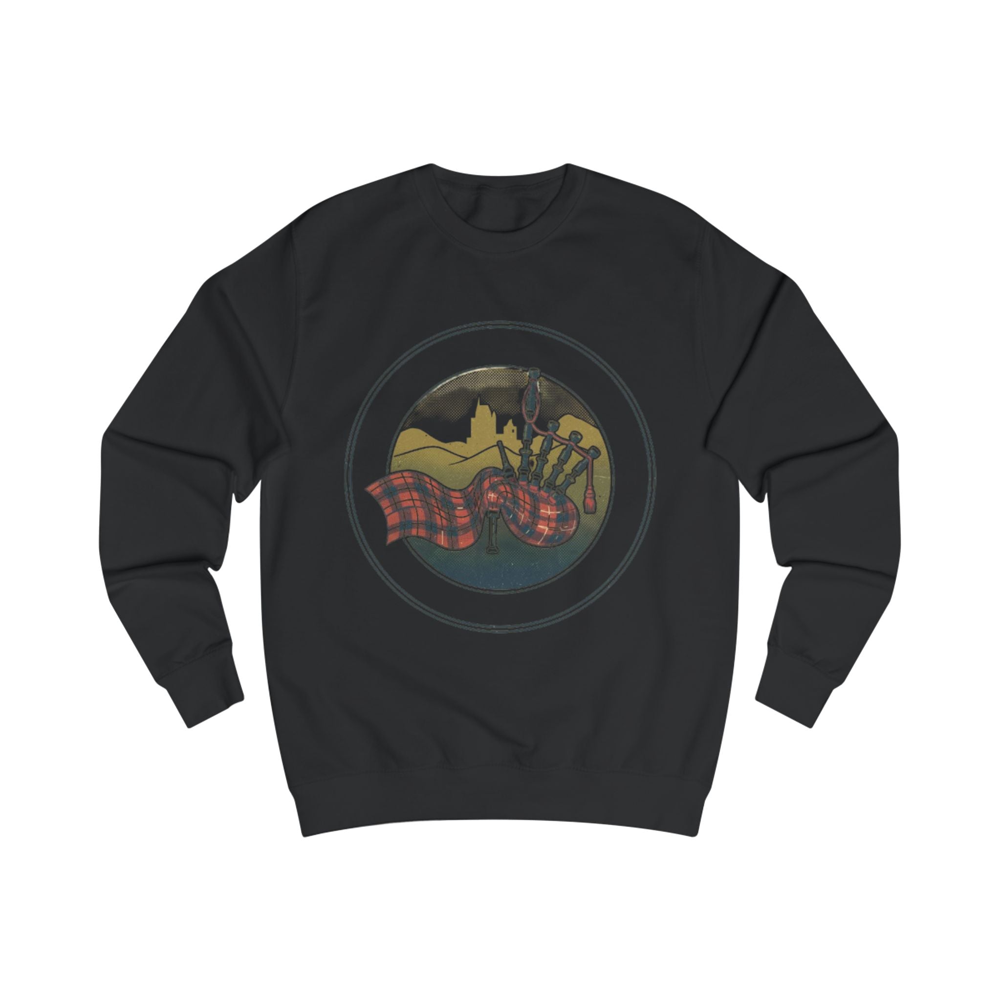 Scottish Bagpipes Sweatshirt — Vintage Tartan Highland Music Crewneck