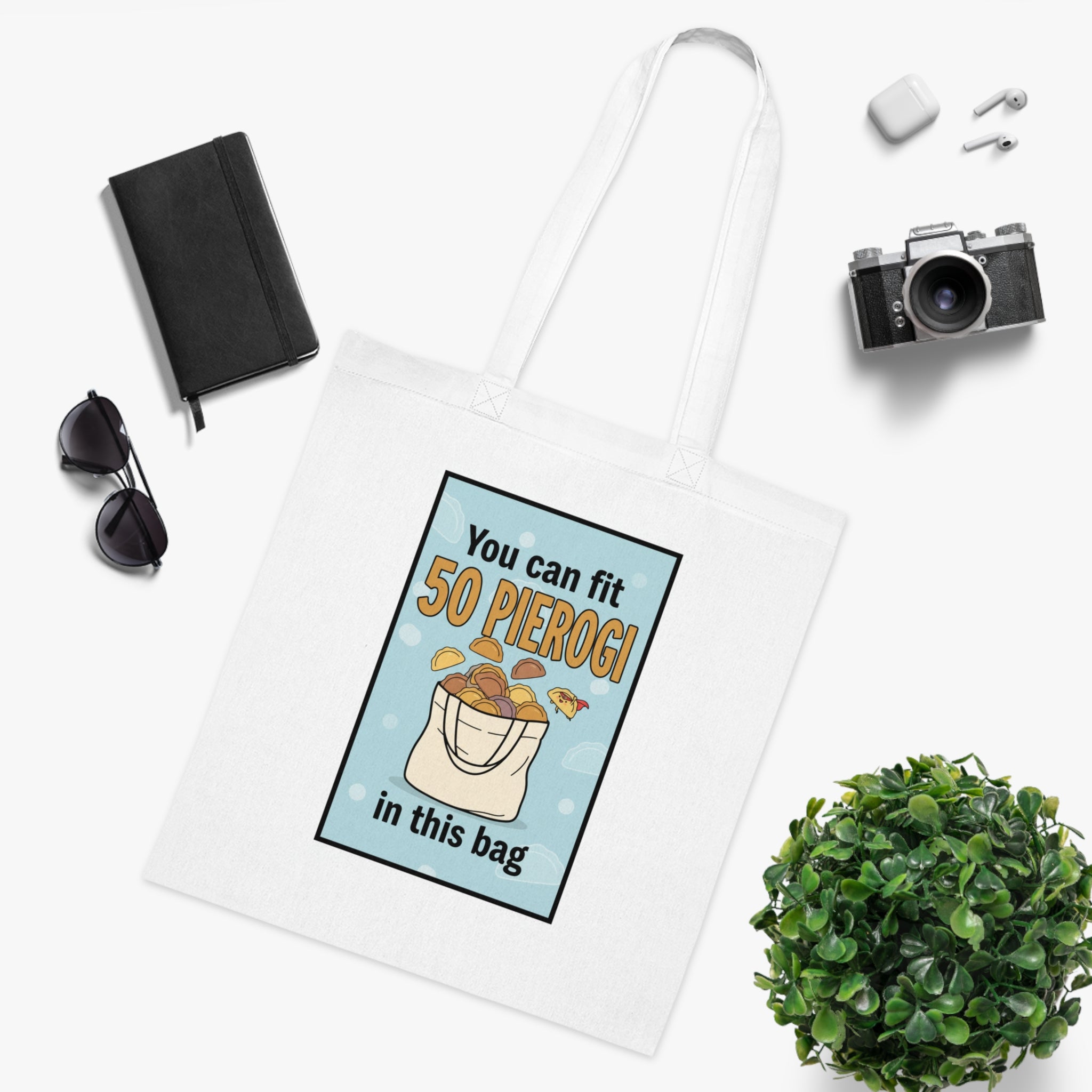 Funny 'You Can Fit 50 Pierogi in This Bag' Cotton Tote — Polish Food Lover Grocery Bag