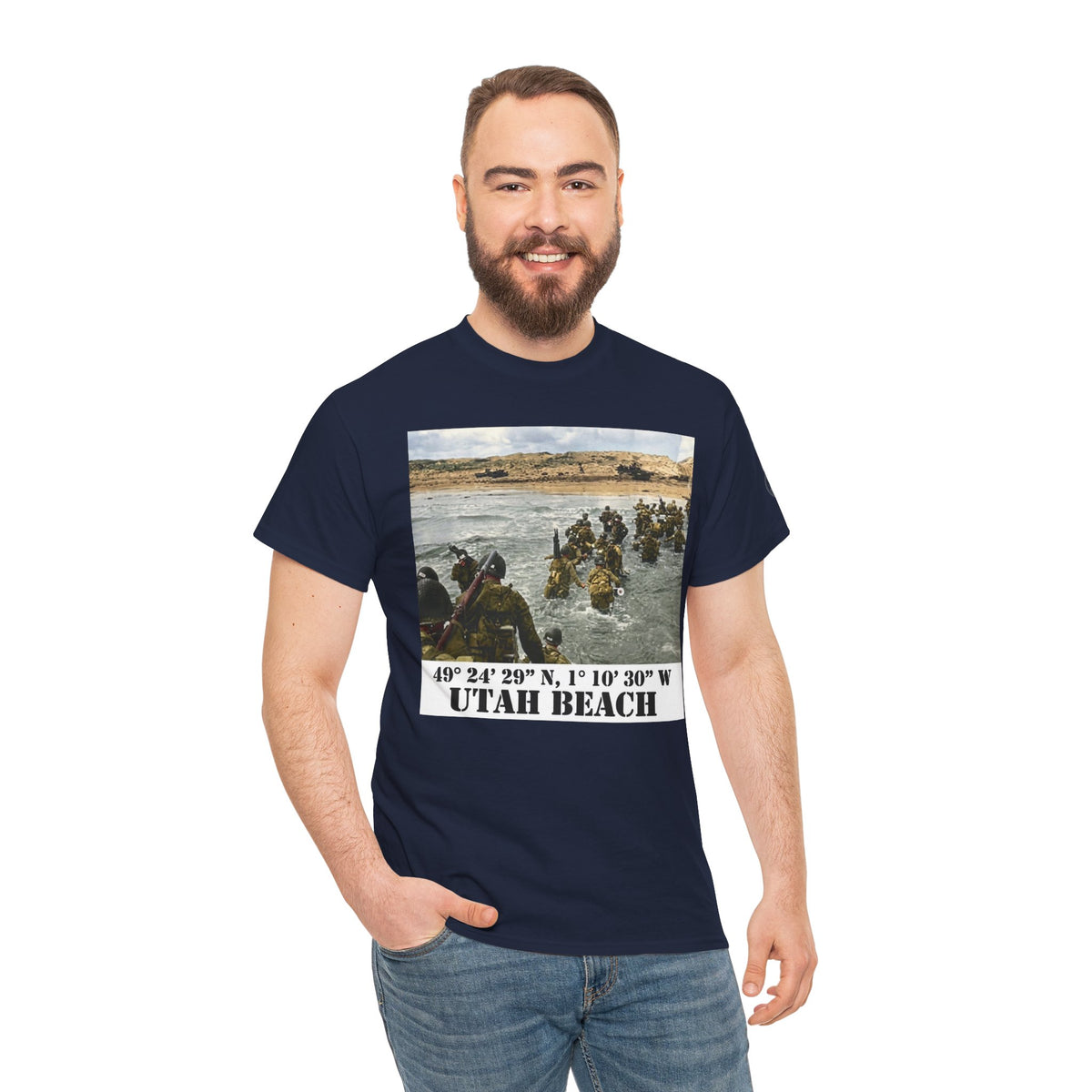 Utah Beach D-Day T-Shirt — Normandy 1944 Coordinates Tee — product image 13