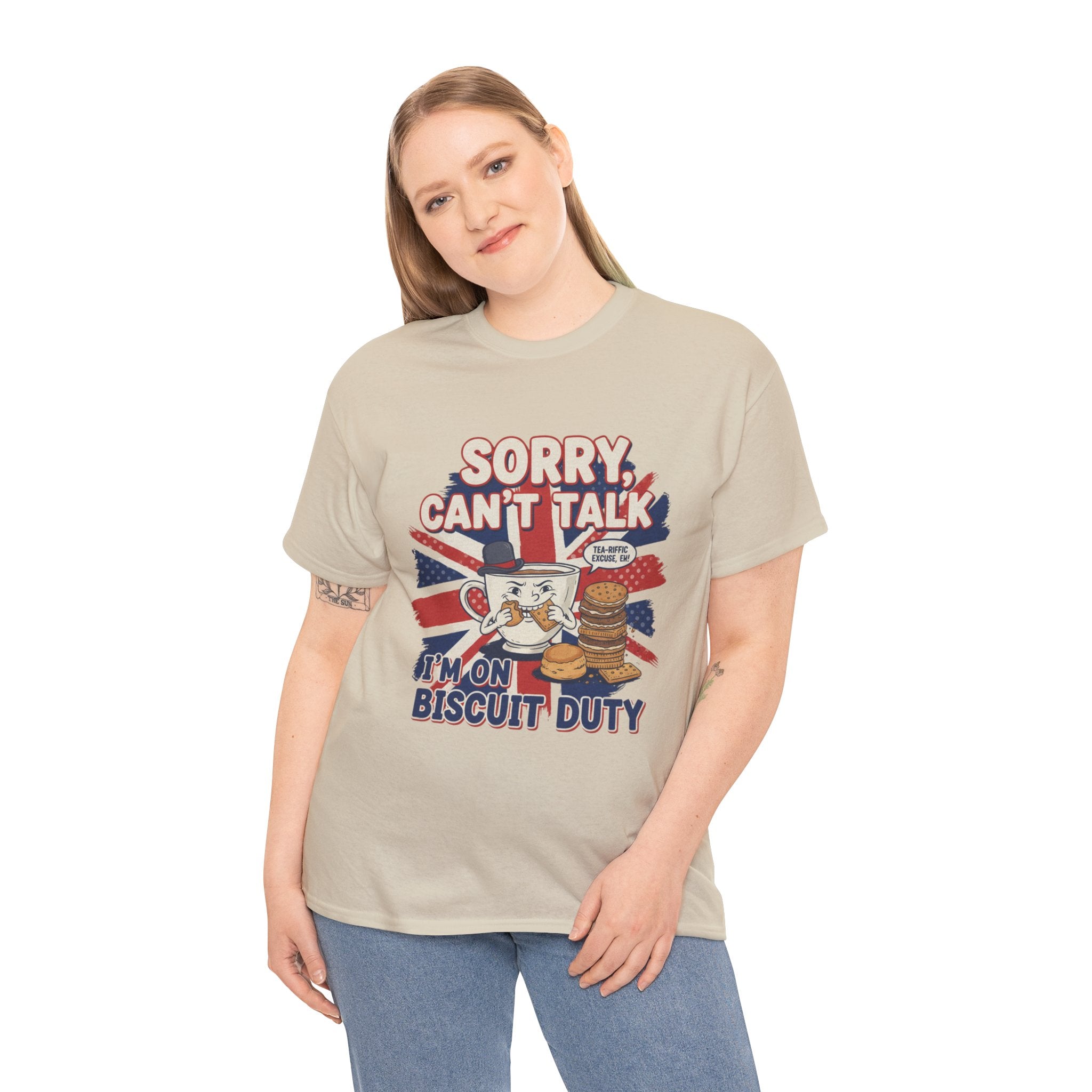 Biscuit Duty T‑Shirt - "Sorry Can't Talk, I'm On Biscuit Duty" British Tea & Biscuit Graphic Tee