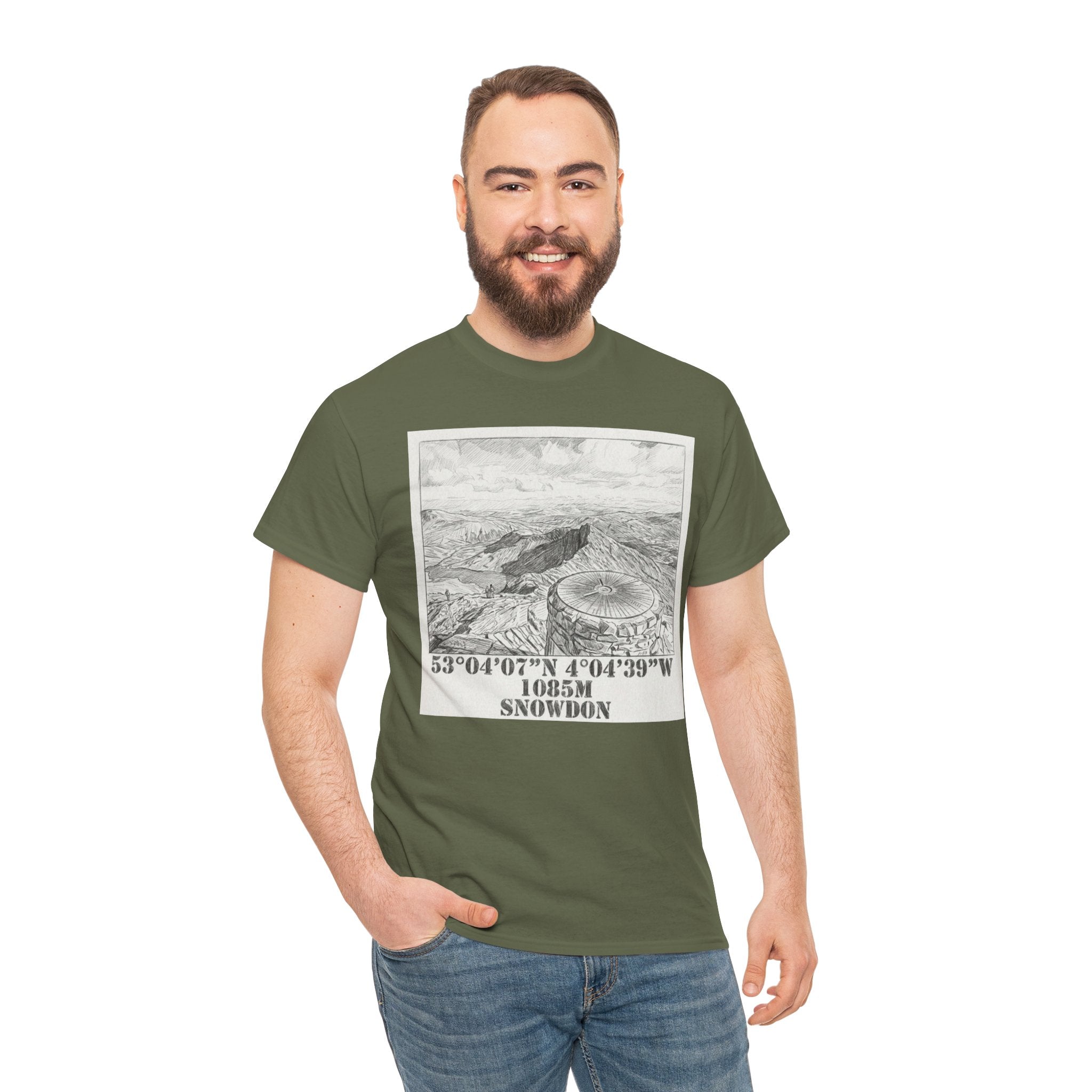 Snowdon Mountain Tee — Vintage Map Illustration with Coordinates