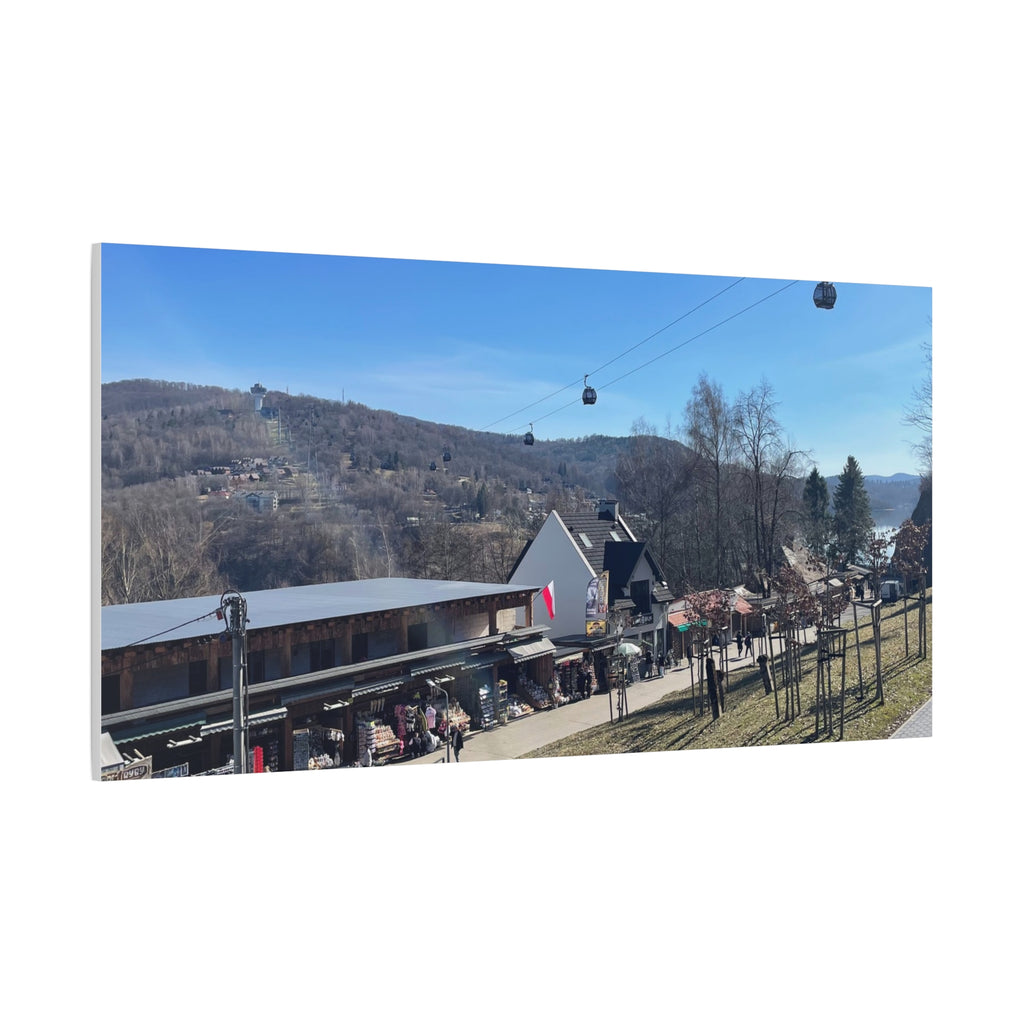 Resort Gondola Matte Canvas Wall Art — Mountain Village Landscape Print