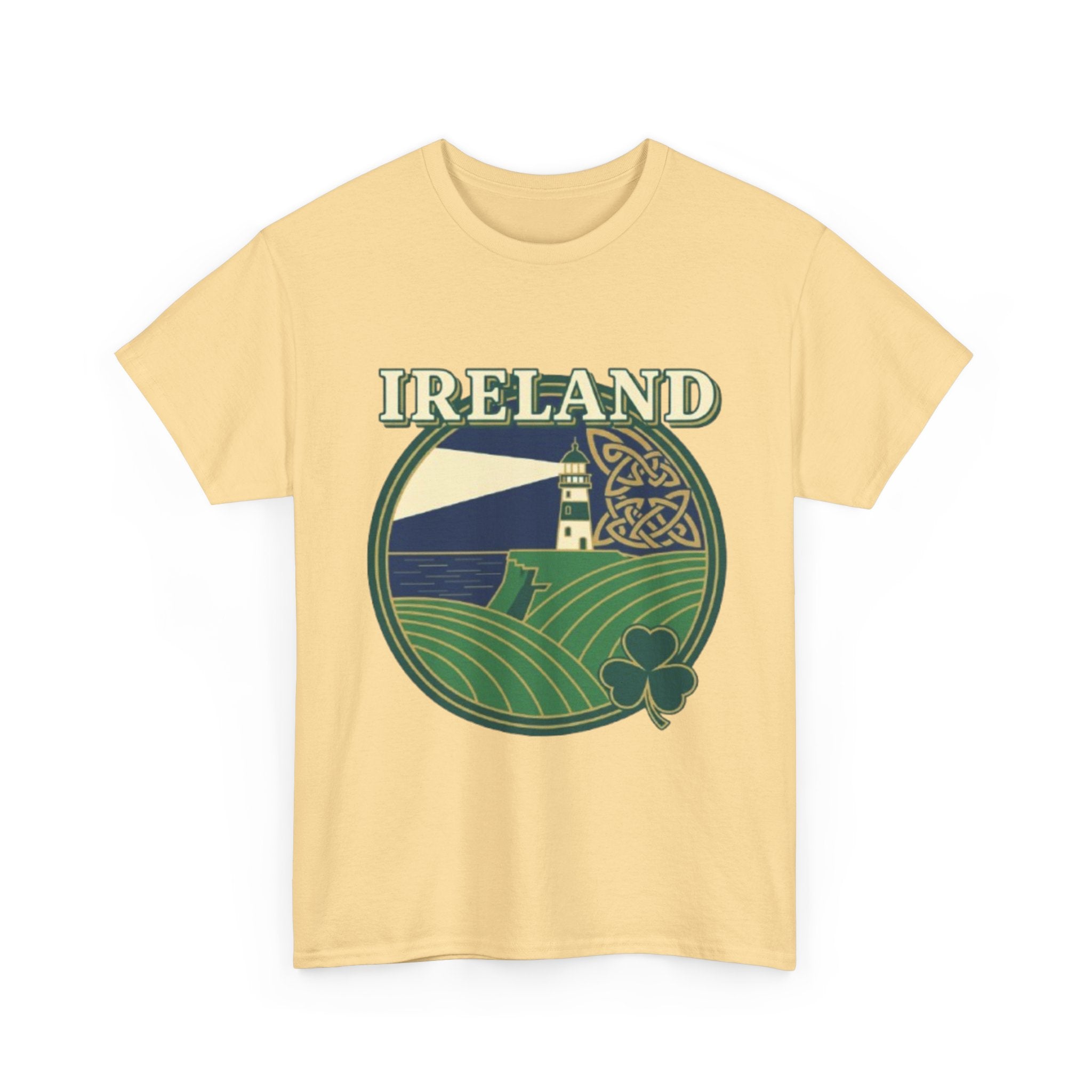 Ireland Scenic Tee — Celtic Lighthouse & Shamrock Graphic T-Shirt