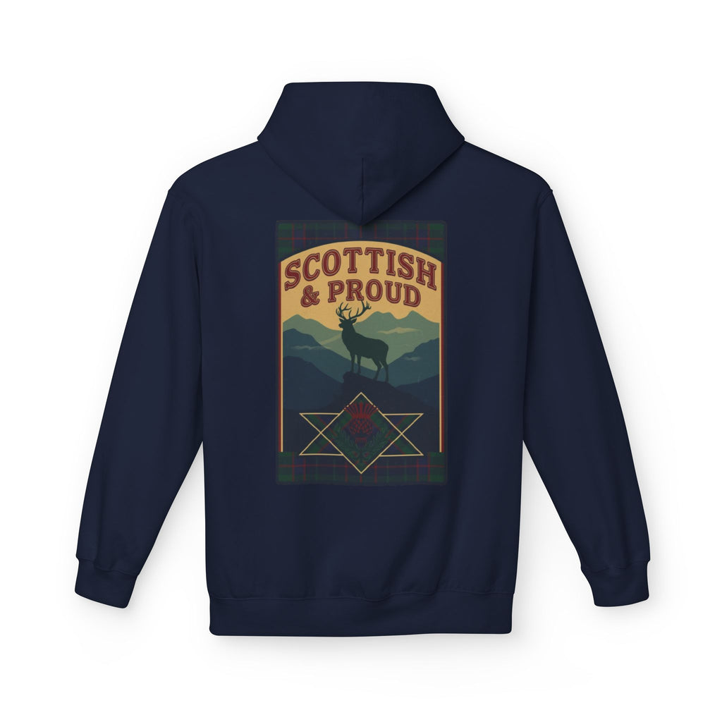 Scottish Hoodie — "Scottish & Proud" Vintage Stag Graphic Pullover