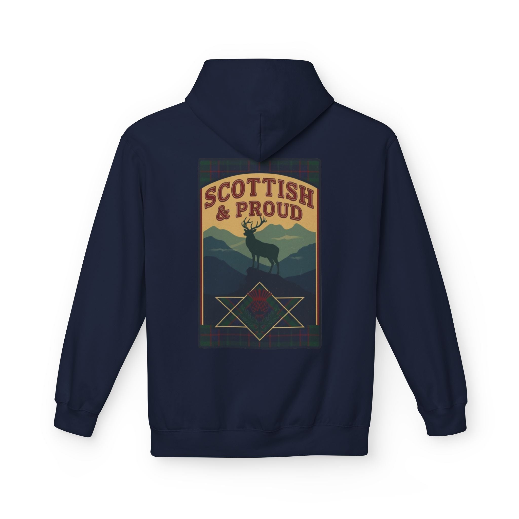 Scottish Hoodie — "Scottish & Proud" Vintage Stag Graphic Pullover