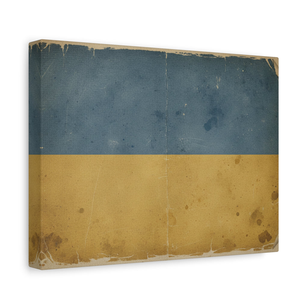Ukrainian Flag Vintage Matte Canvas Print — Rustic Blue & Yellow Wall Art, Stretched 1.25"