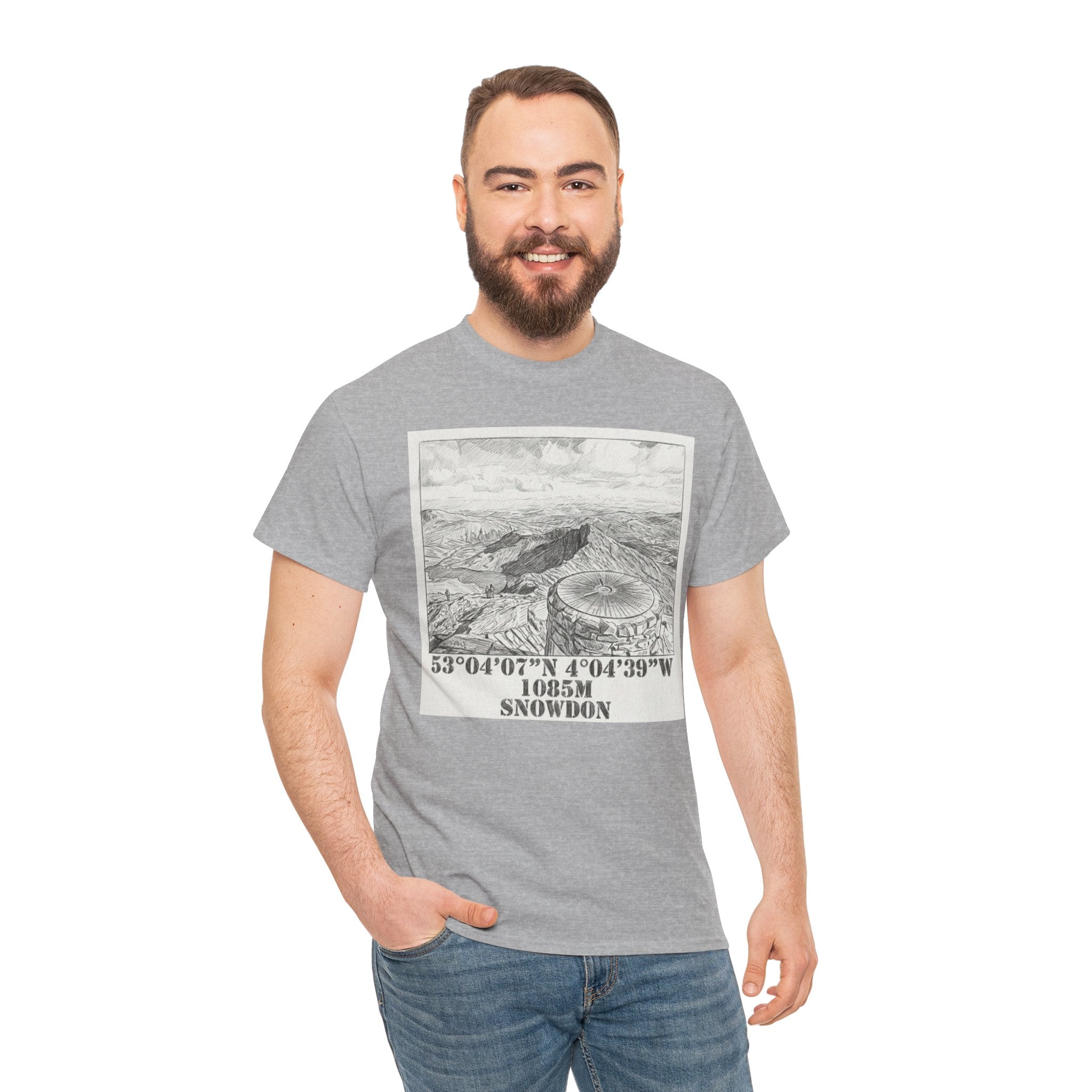 Snowdon Mountain Tee — Vintage Map Illustration with Coordinates