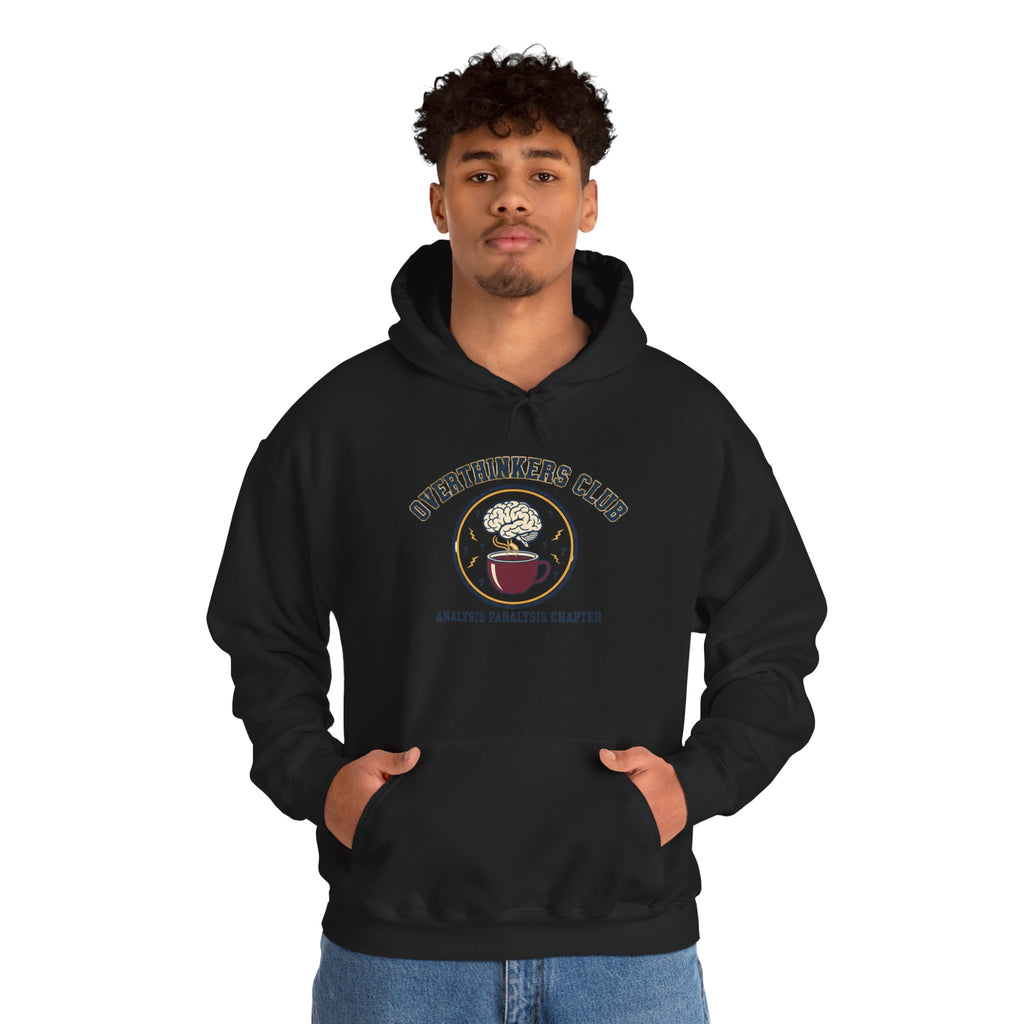 Overthinkers Club Hoodie | varsity style, irony club merch