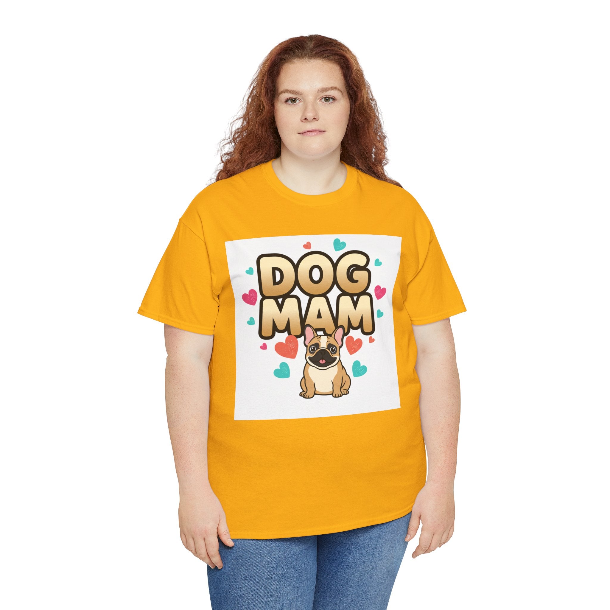 Dog Mom T-Shirt — Cute Pug Design with Hearts, Perfect Gift for Dog Lovers