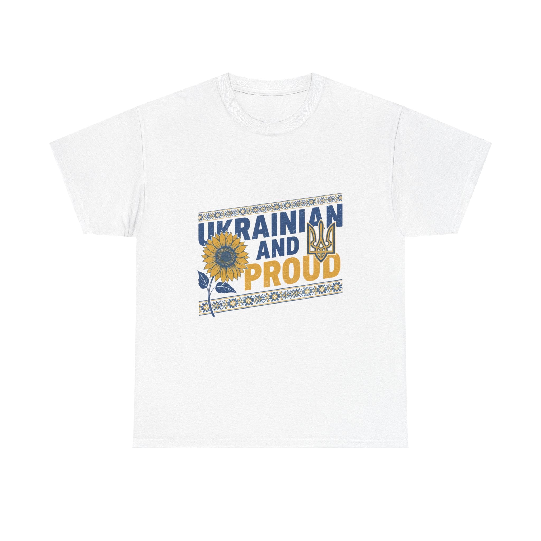 Ukrainian and Proud T-Shirt — Sunflower & Trident Patriotic Tee