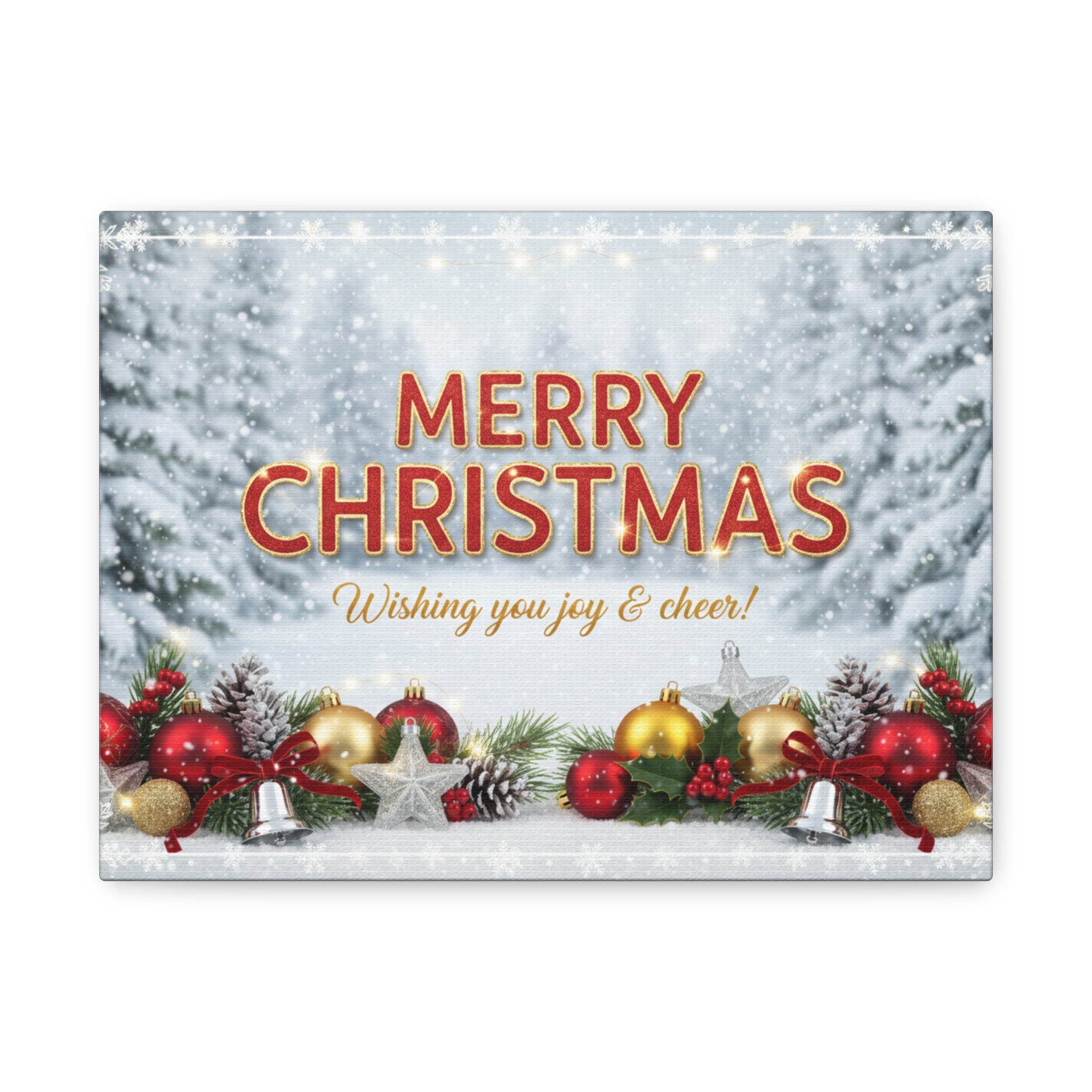 Christmas Canvas Wall Art — "Merry Christmas, Wishing You Joy & Cheer"