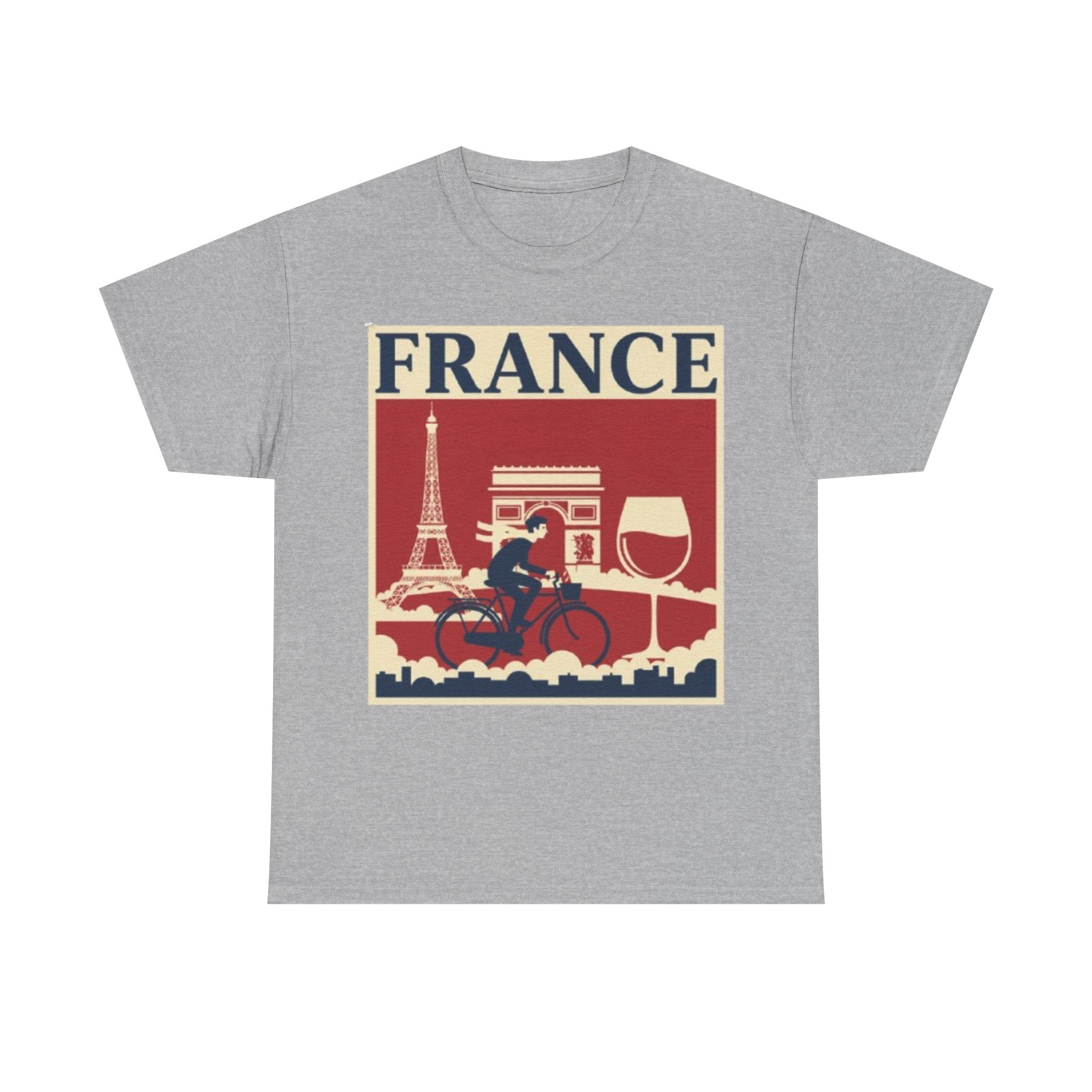 France Vintage Travel Tee — Eiffel Tower, Arc de Triomphe & Wine Graphic T-Shirt
