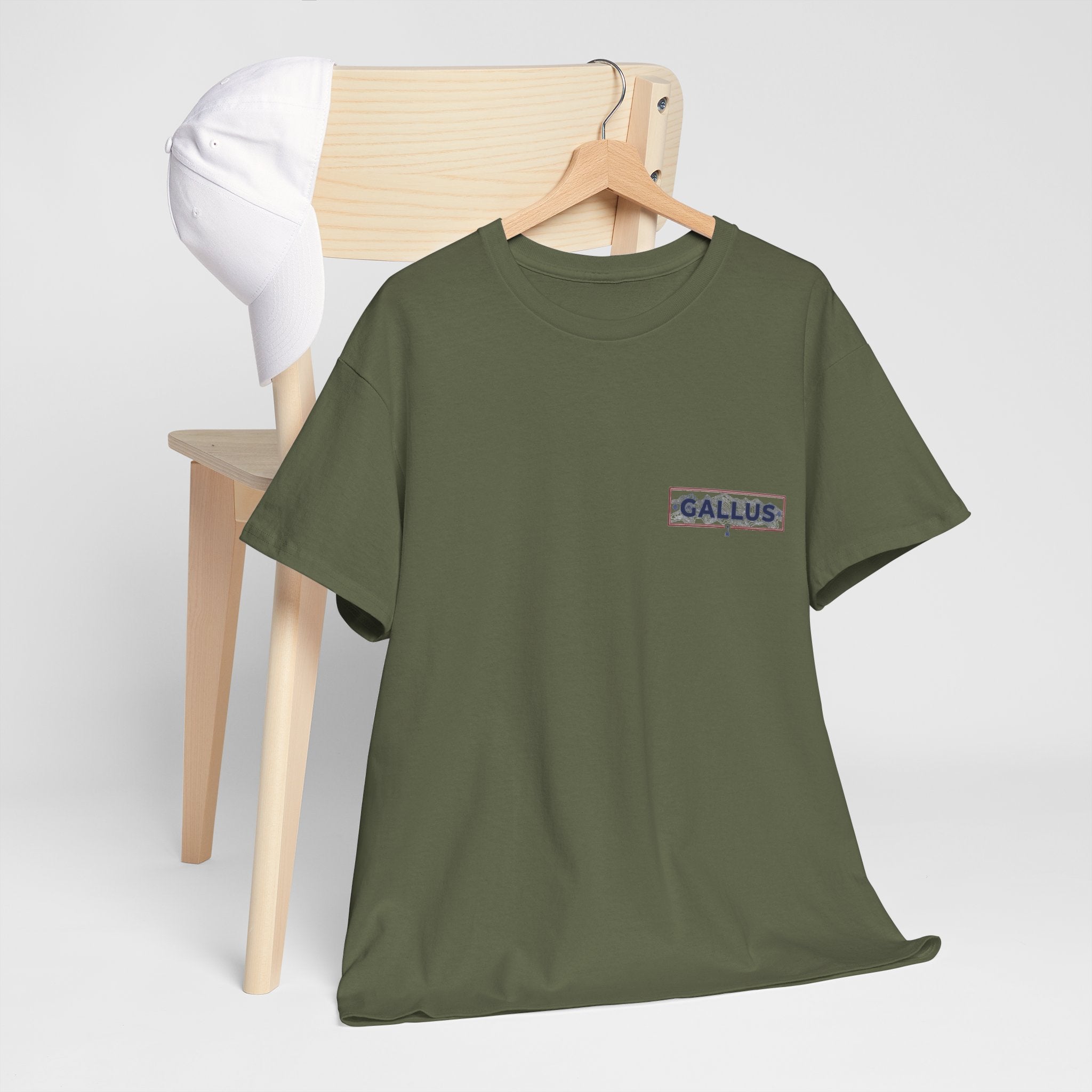 Mountain Sunset T-Shirt — Retro Nature Graphic Tee with 'GALLUS' Logo