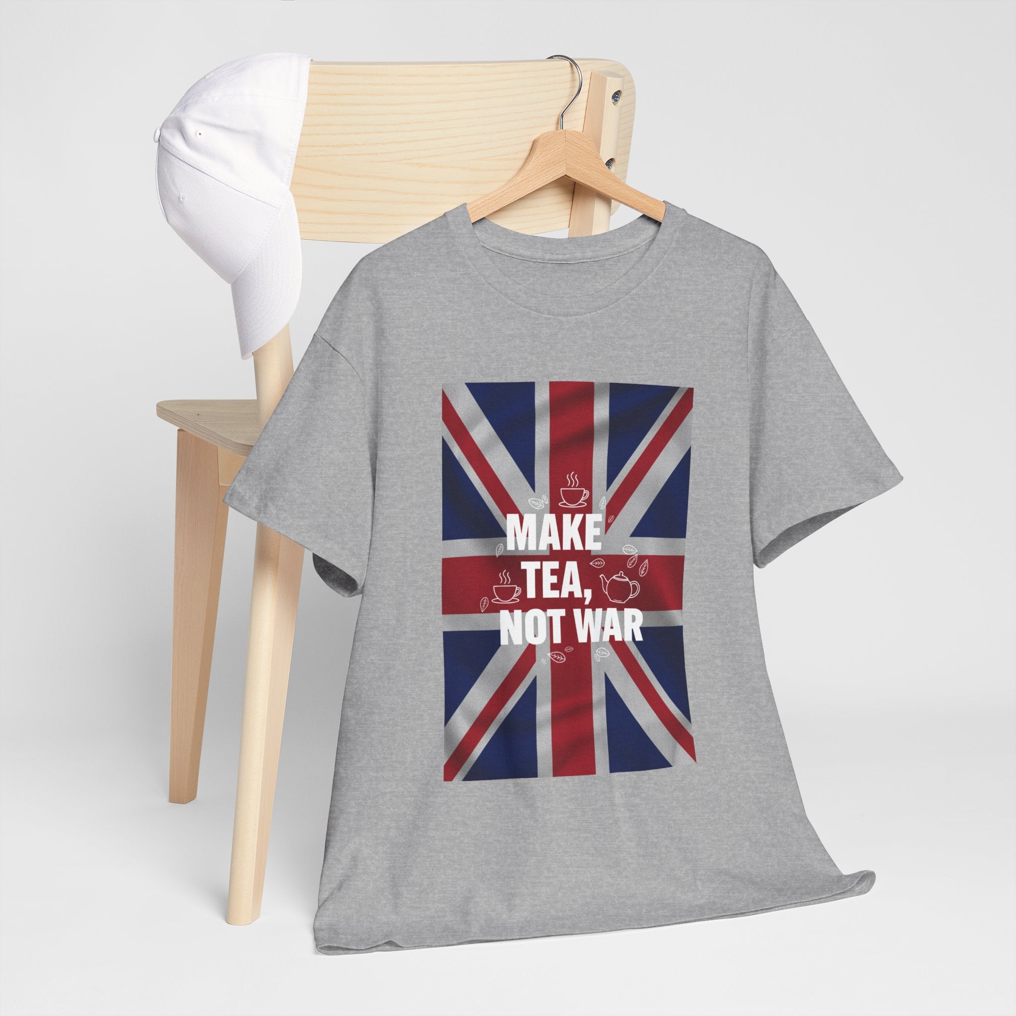 Make Tea, Not War T-Shirt — British Flag Peace Tea Tee