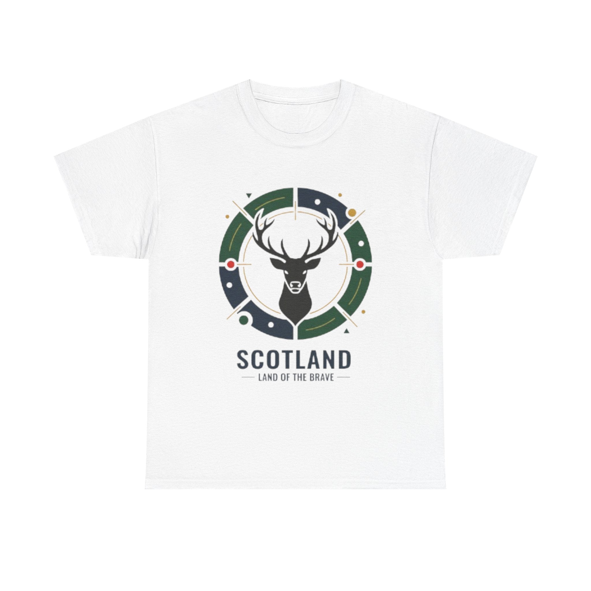 Scotland Stag Crest T‑Shirt — "Scotland: Land of the Brave" Graphic Tee