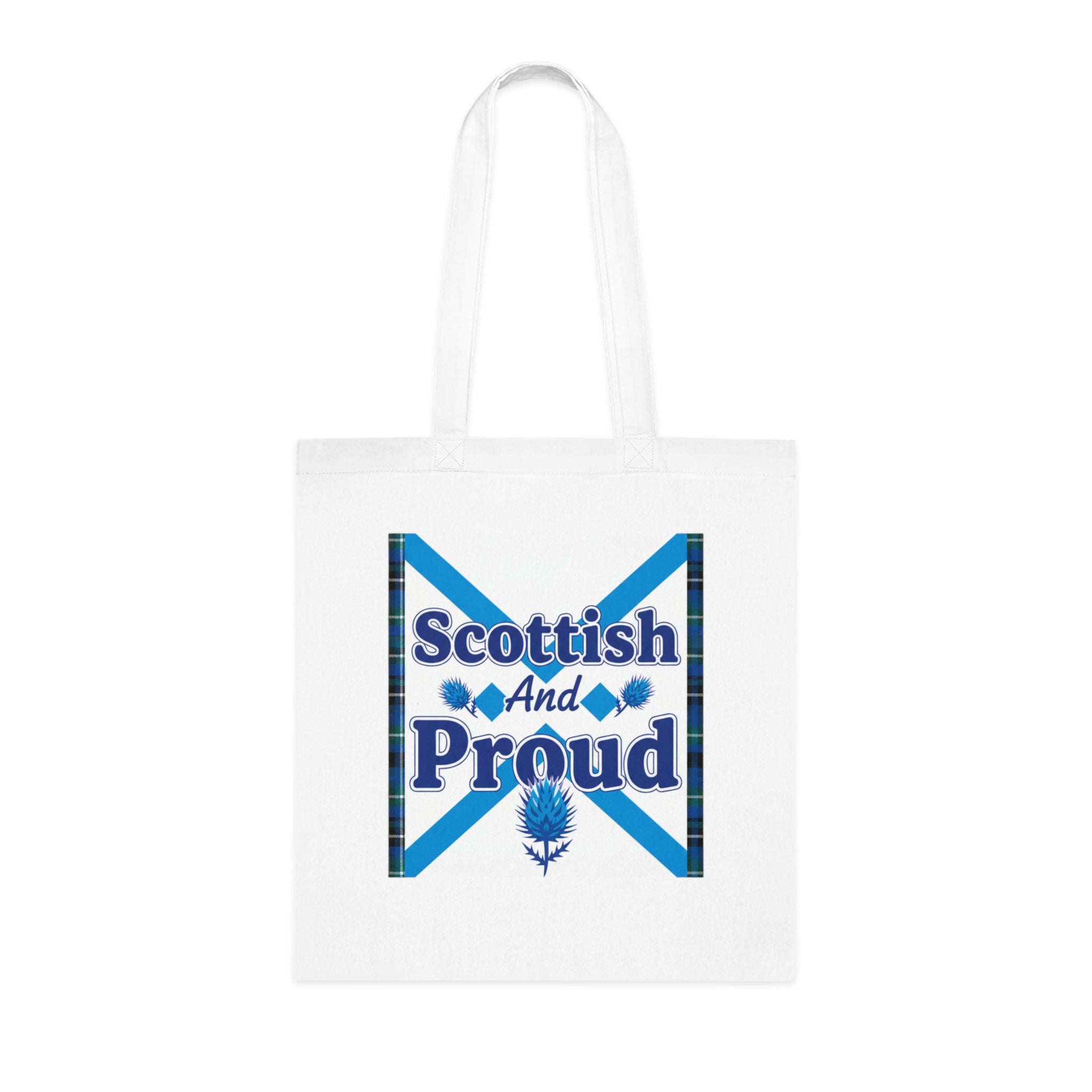 Scottish and Proud Tote Bag — Scottish Flag Cotton Tote with Thistle Design