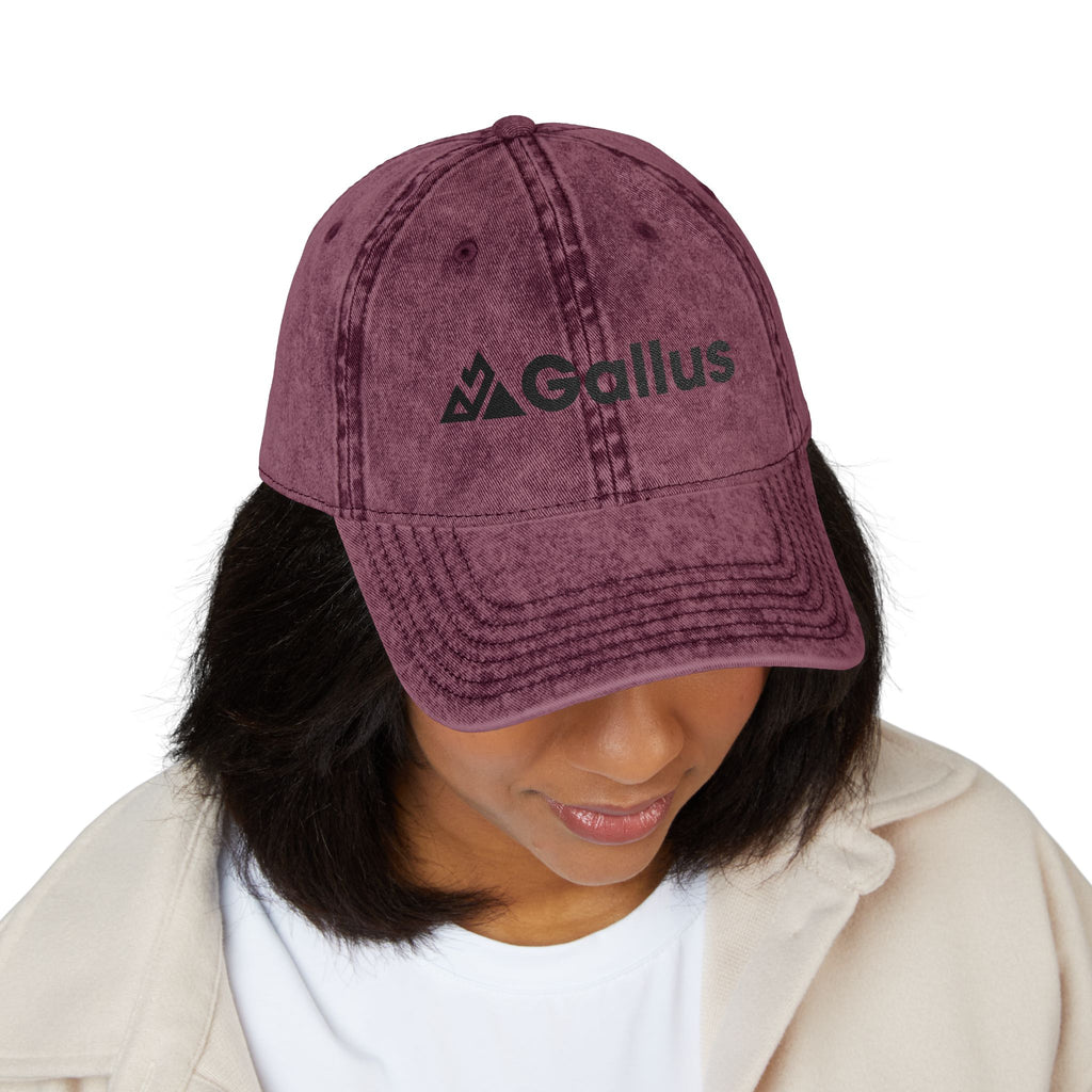 Vintage Embroidered Cap – Distressed Gray ‘GALLUS’ Patch Hat